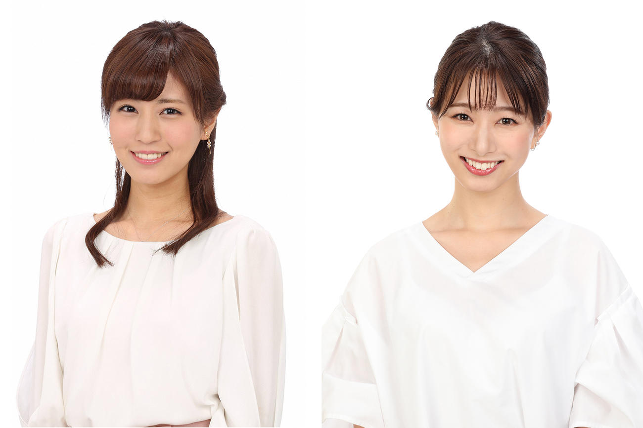 「FNN Live Newsα」の新メインキャスターに就任する堤礼実アナ（左）、海老原優香アナ（C）フジテレビ