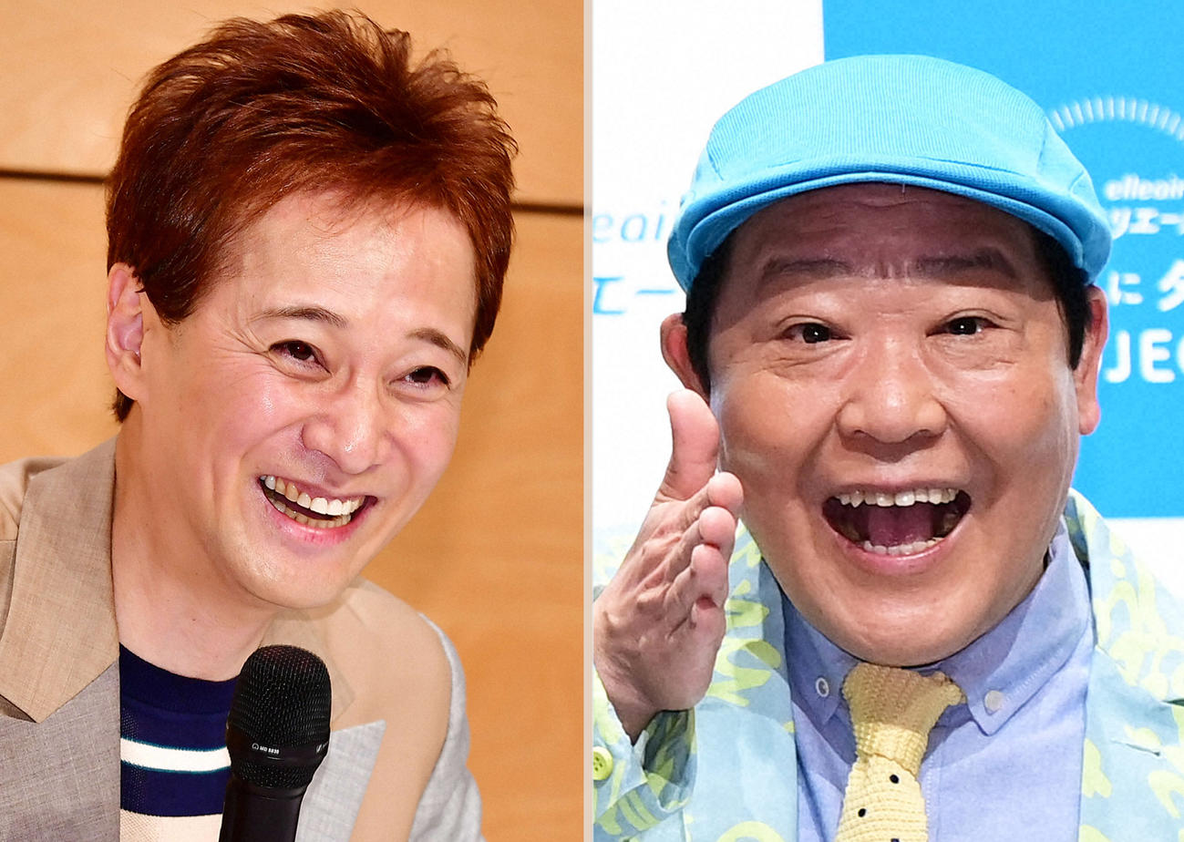 中居正広（左）と上島竜兵さん