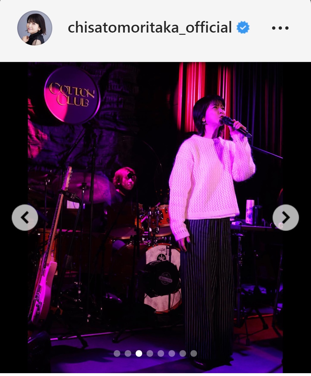 コットンクラブでライブを行った森高千里（森高千里のインスタグラムより）
