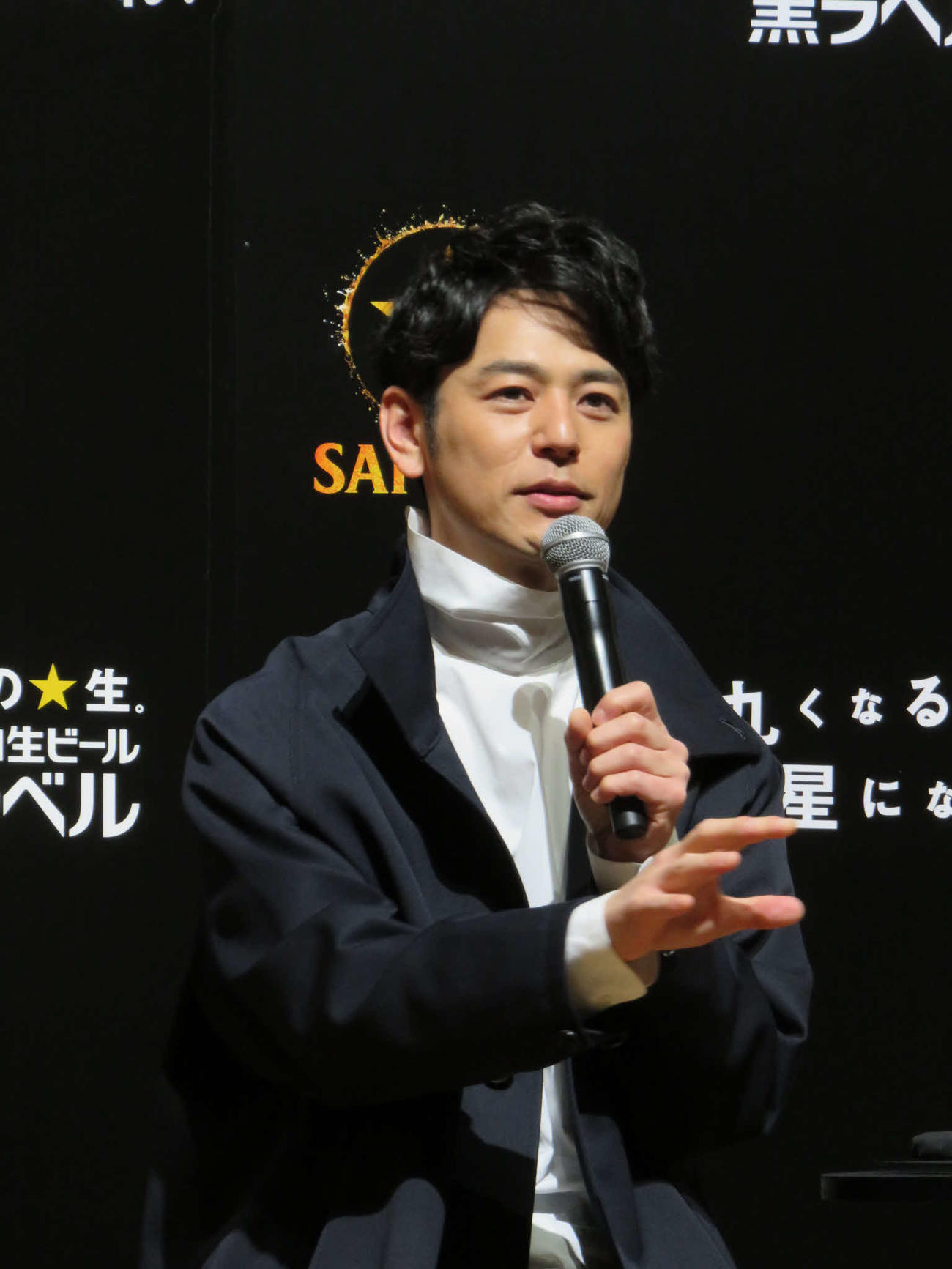 サッポロビールの新CM会見に出席した妻夫木聡