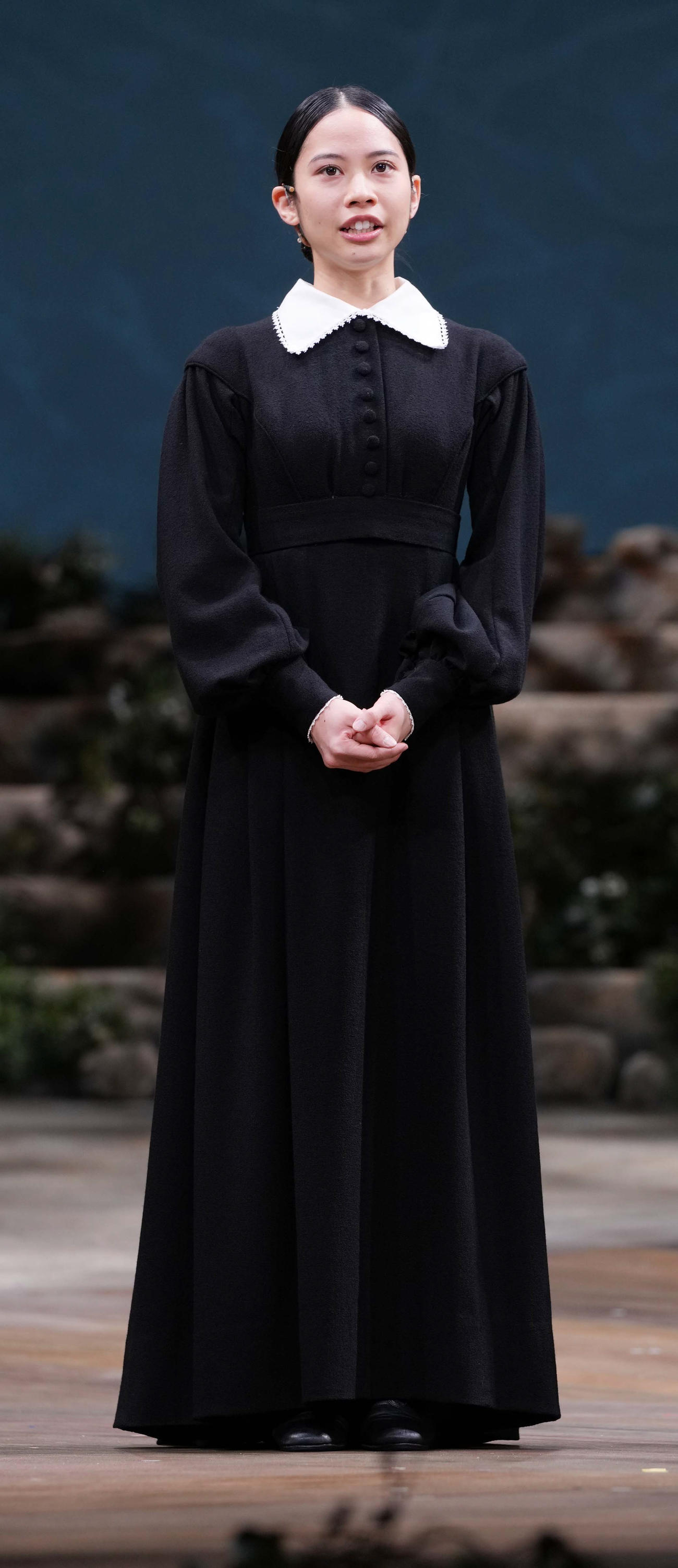 ミュージカル「ジェーン・エア」ゲネプロの囲み会見に臨む屋比久知奈（撮影・小沢裕）