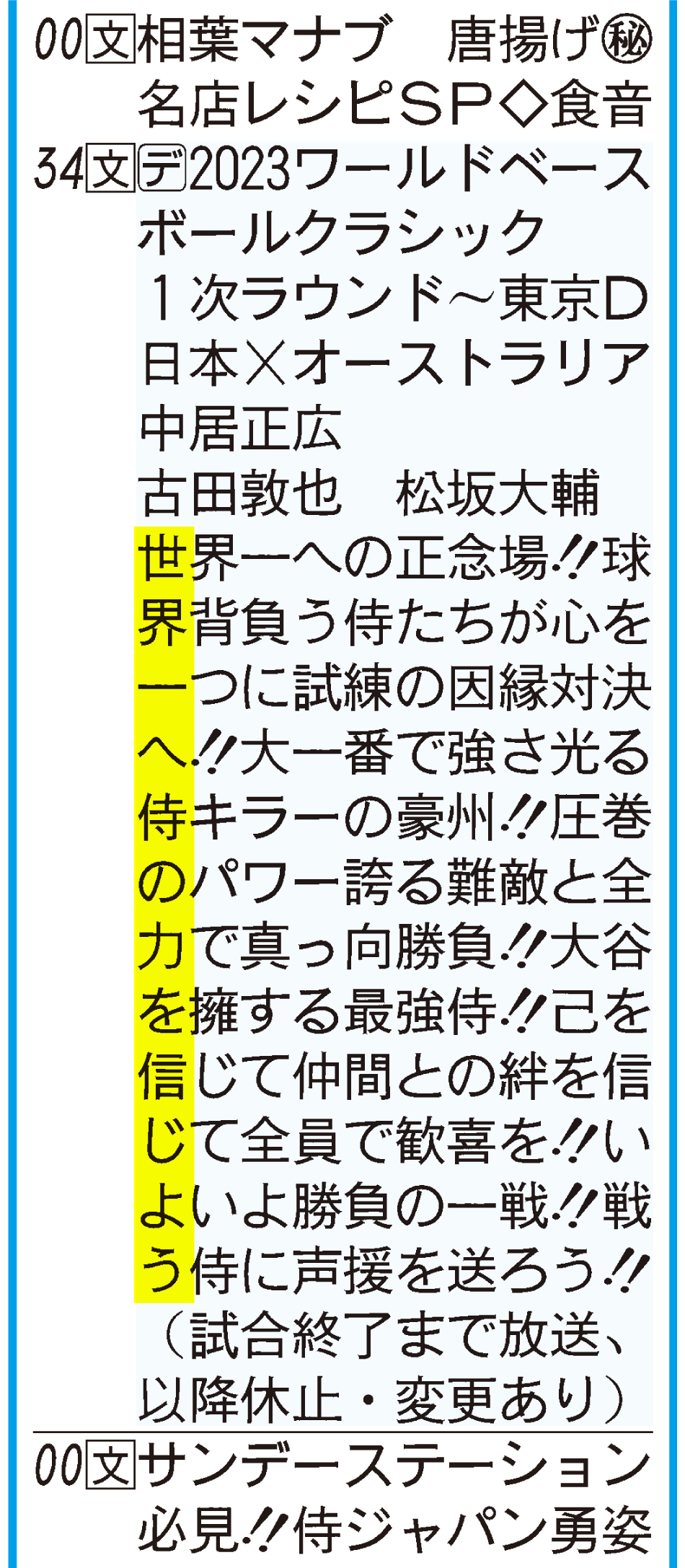 【イラスト】3月12日付の日刊スポーツ首都圏版ラジオ・テレビ欄（一部画像加工）