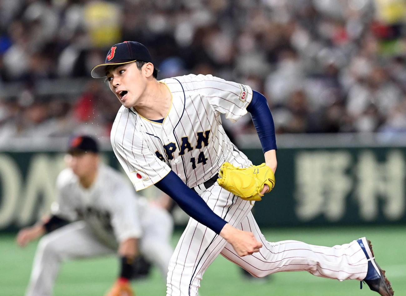 日本対チェコ　日本の先発佐々木（撮影・たえ見朱実）