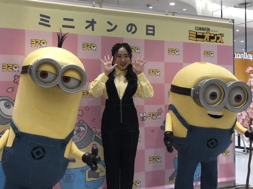 大阪・難波で行われたミニオンのイベントに参加した本田望結(撮影・益子浩一)