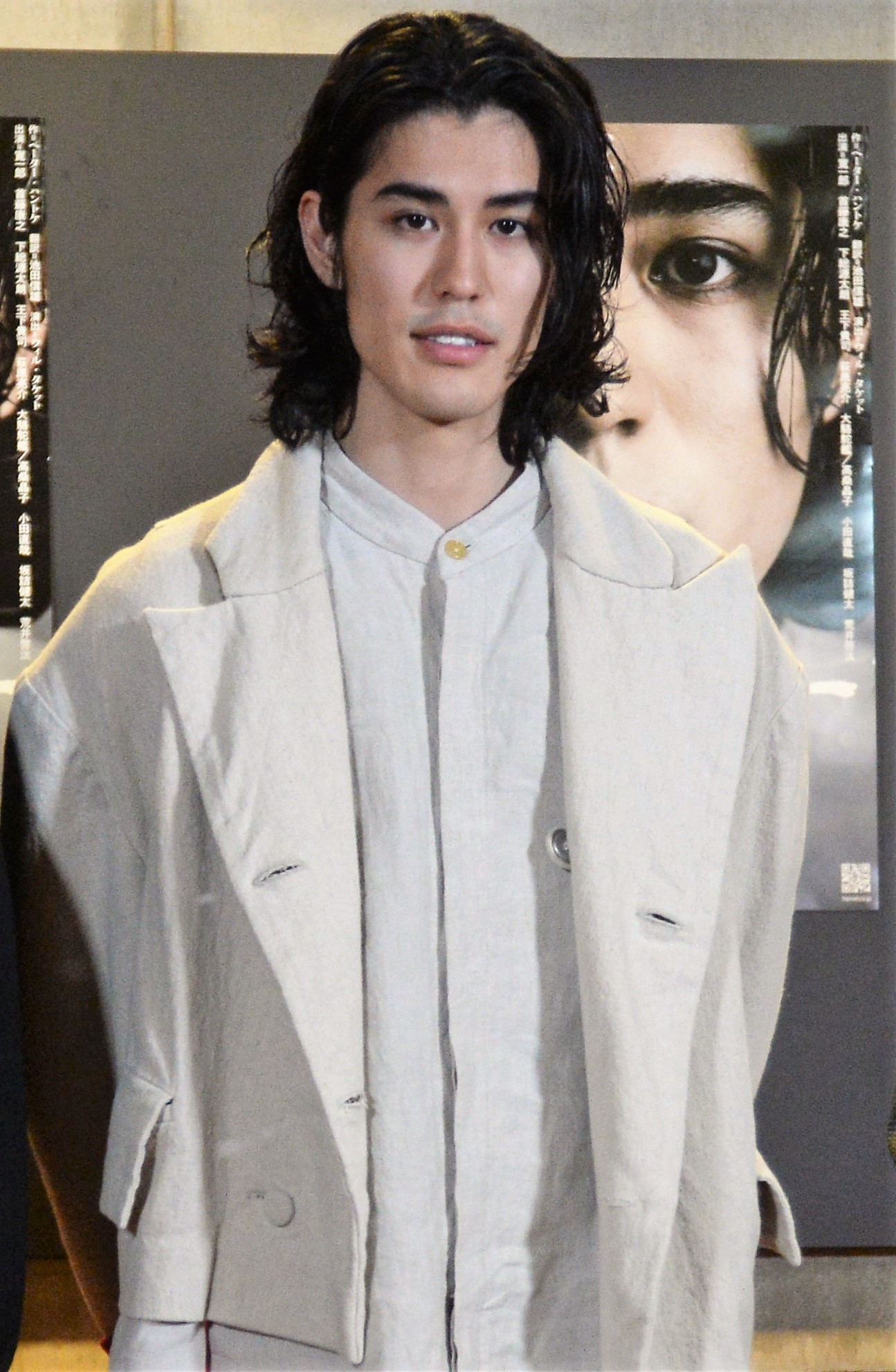 「カスパー」の公開稽古前の取材会に登場する寛一郎（撮影・高橋洋平）