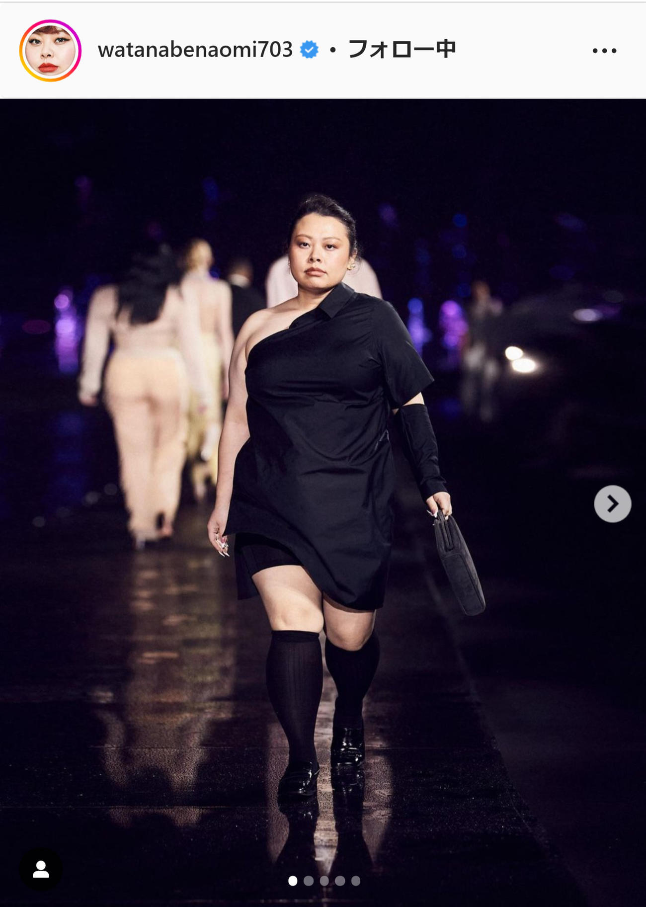 ランウェーに初挑戦した渡辺直美（渡辺直美のインスタグラムから）