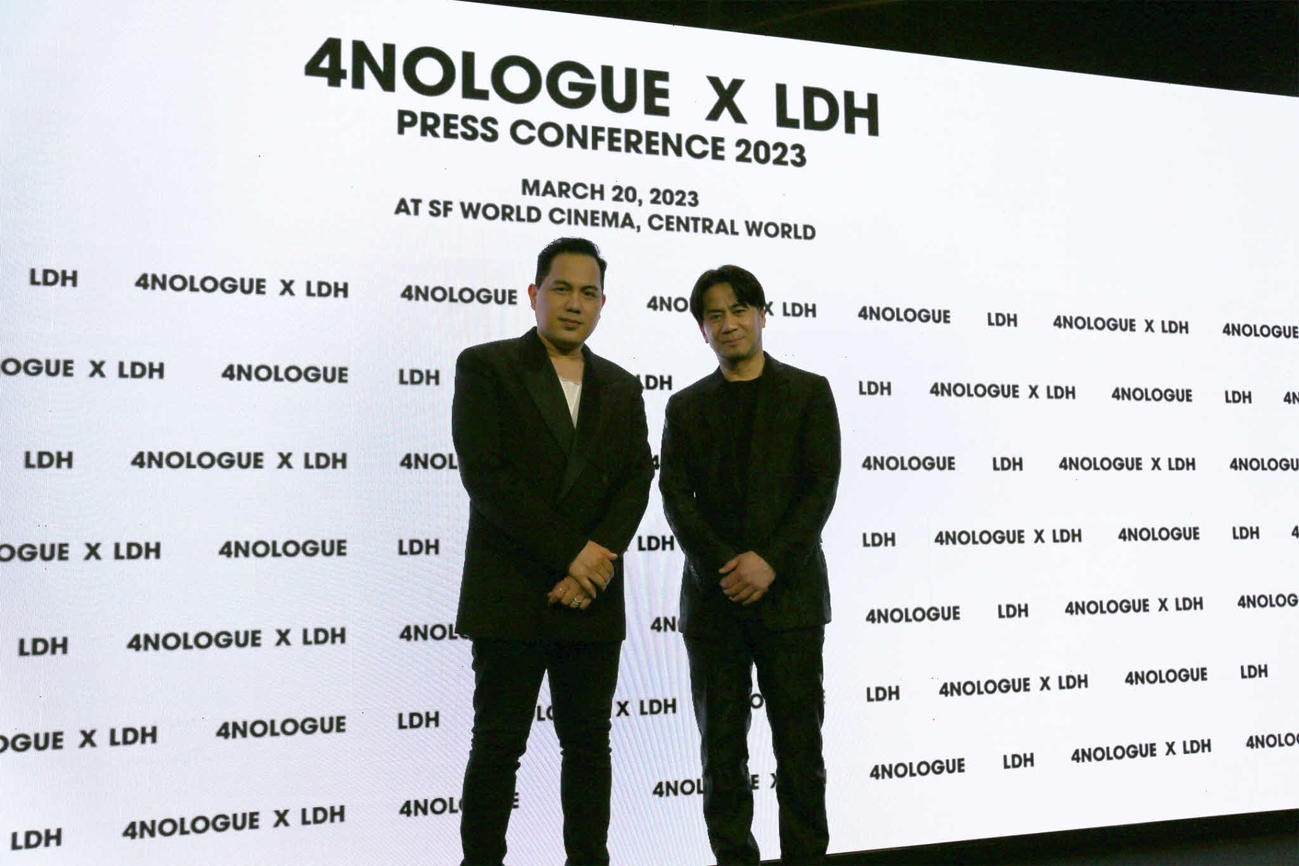 パートナーシップ締結記者会見に出席したEXILE HIRO（右）と「4NOLOGUE」のアヌワット・ウィチナーラートCEO