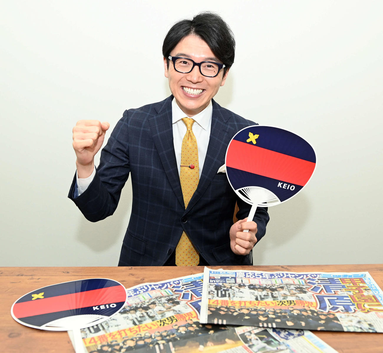 慶応高野球部OBで同高校の学生コーチを4年間務めたTBSの井上貴博アナ。センバツ出場する後輩に熱いエールを送る（2023年3月撮影）