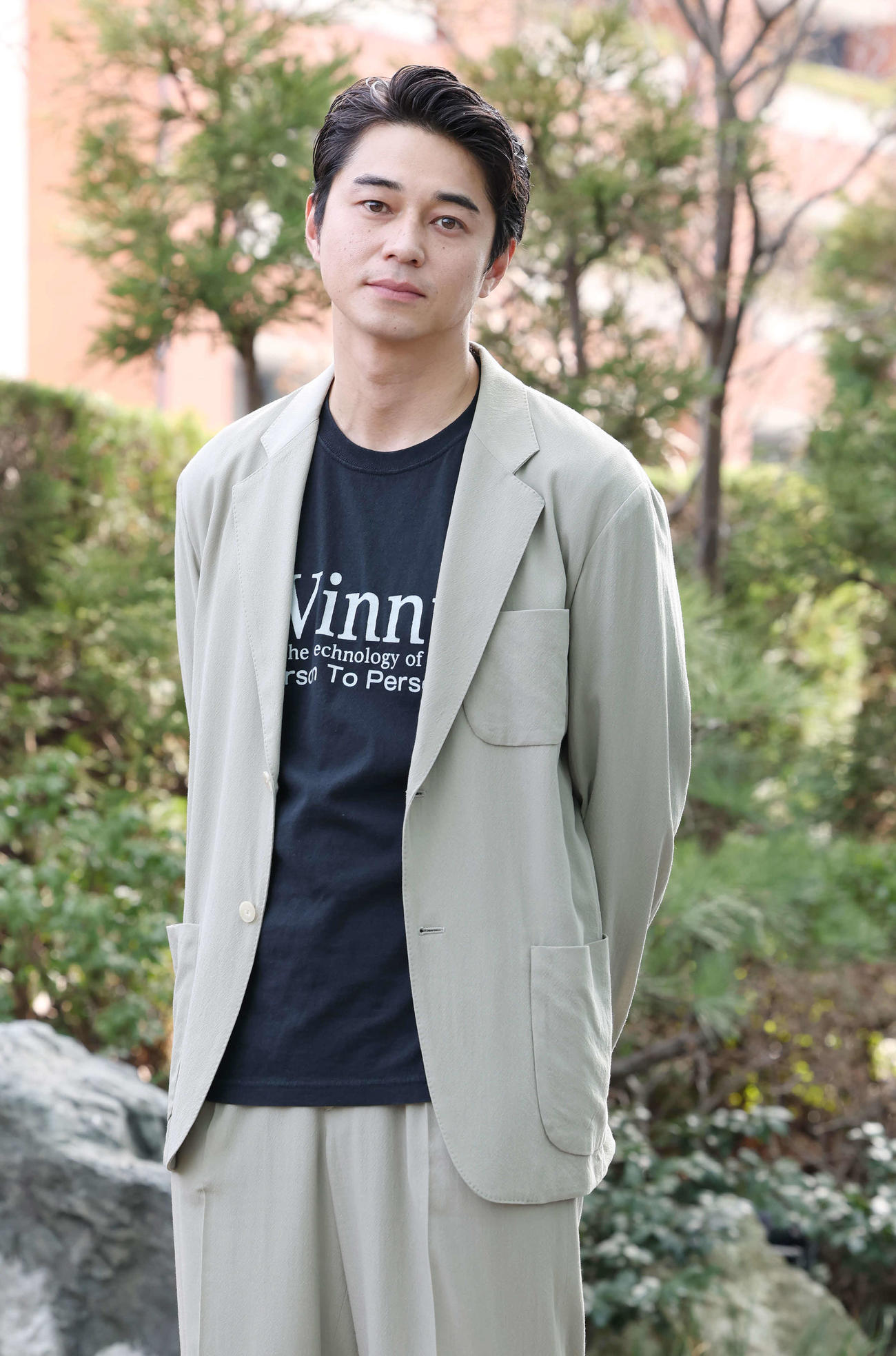 抜群の存在感の東出昌大さん。柔和な表情で、優しい言葉を投げかける姿に感動しました（撮影・丹羽敏通）