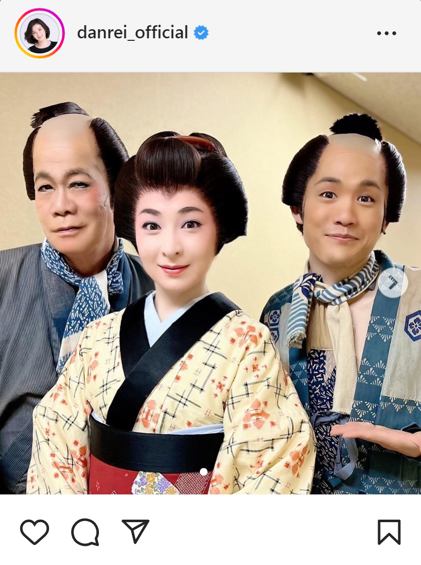 左から梅垣義明、檀れい、川上周作（檀れいのインスタグラムから）