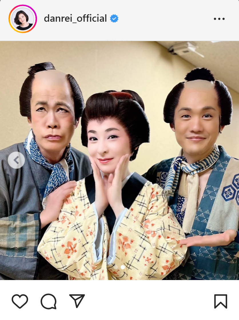 左から梅垣義明、檀れい、川上周作（檀れいのインスタグラムから）