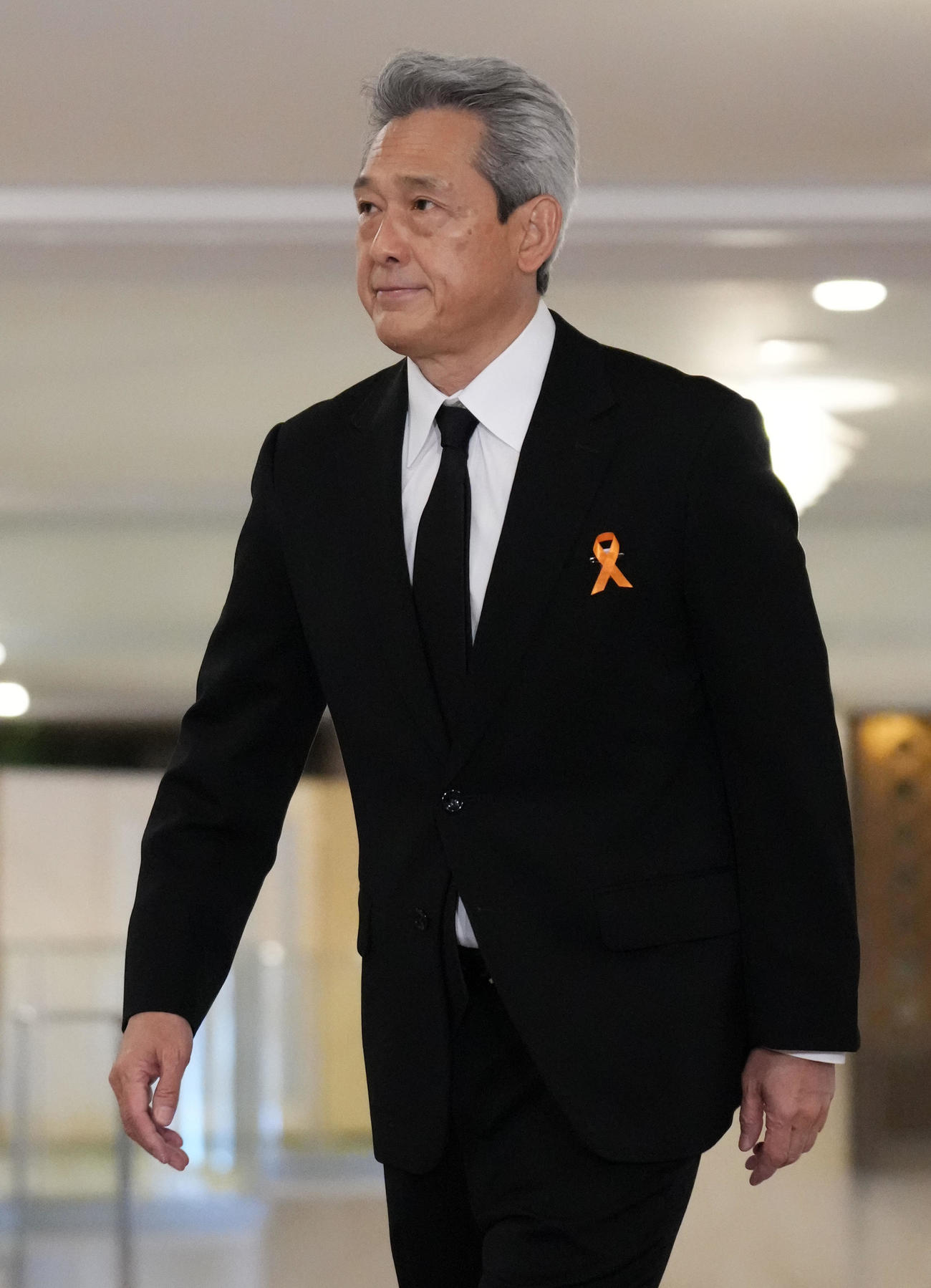 渡辺徹さんのお別れの会に参列する鶴見辰吾（撮影・狩俣裕三）