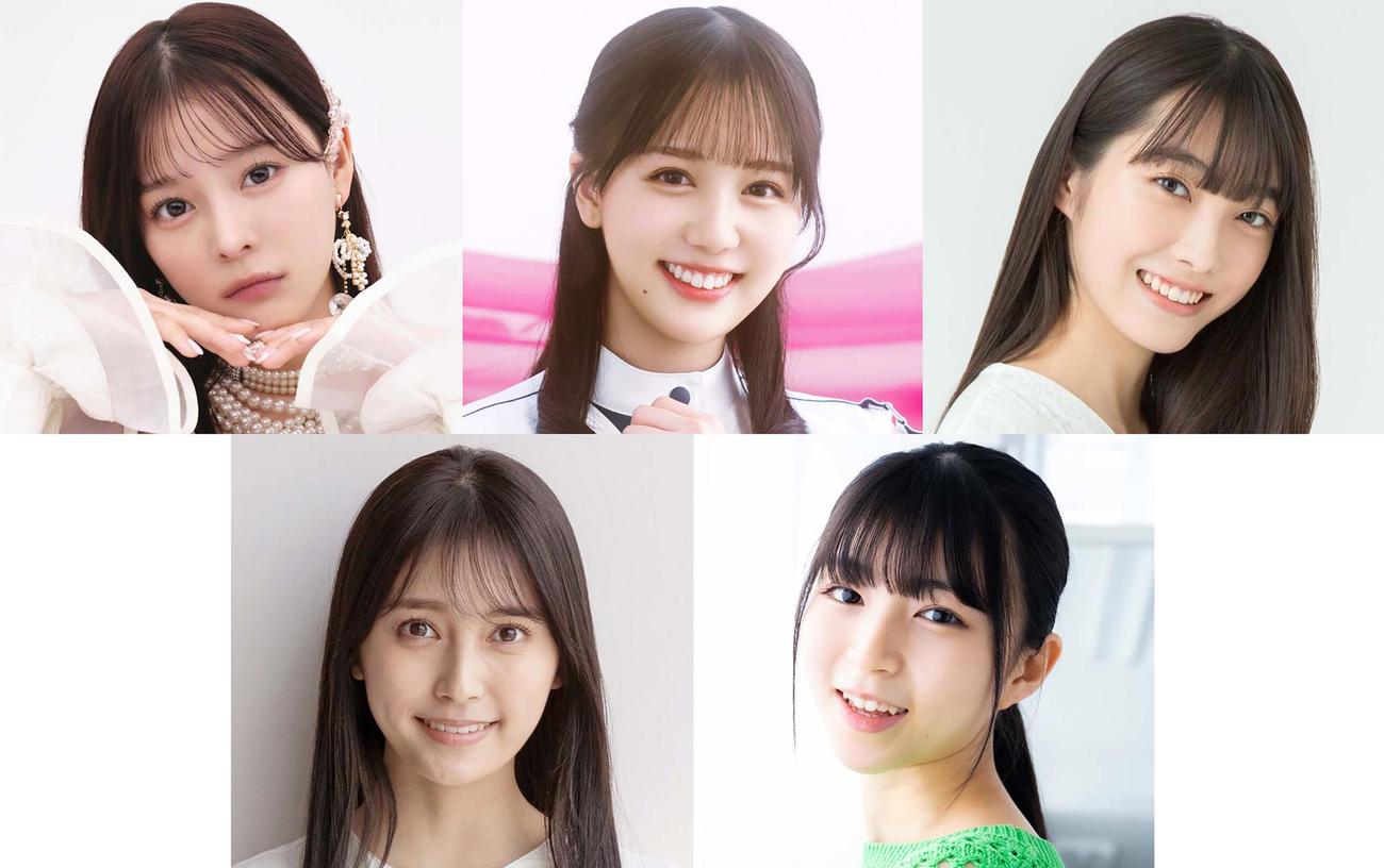 「めざましテレビ」のイマドキガールに新加入する、上段左から齊藤なぎさ、麻丘真央、福田ルミカ、下段左から小山璃奈、大里菜桜（C）フジテレビ