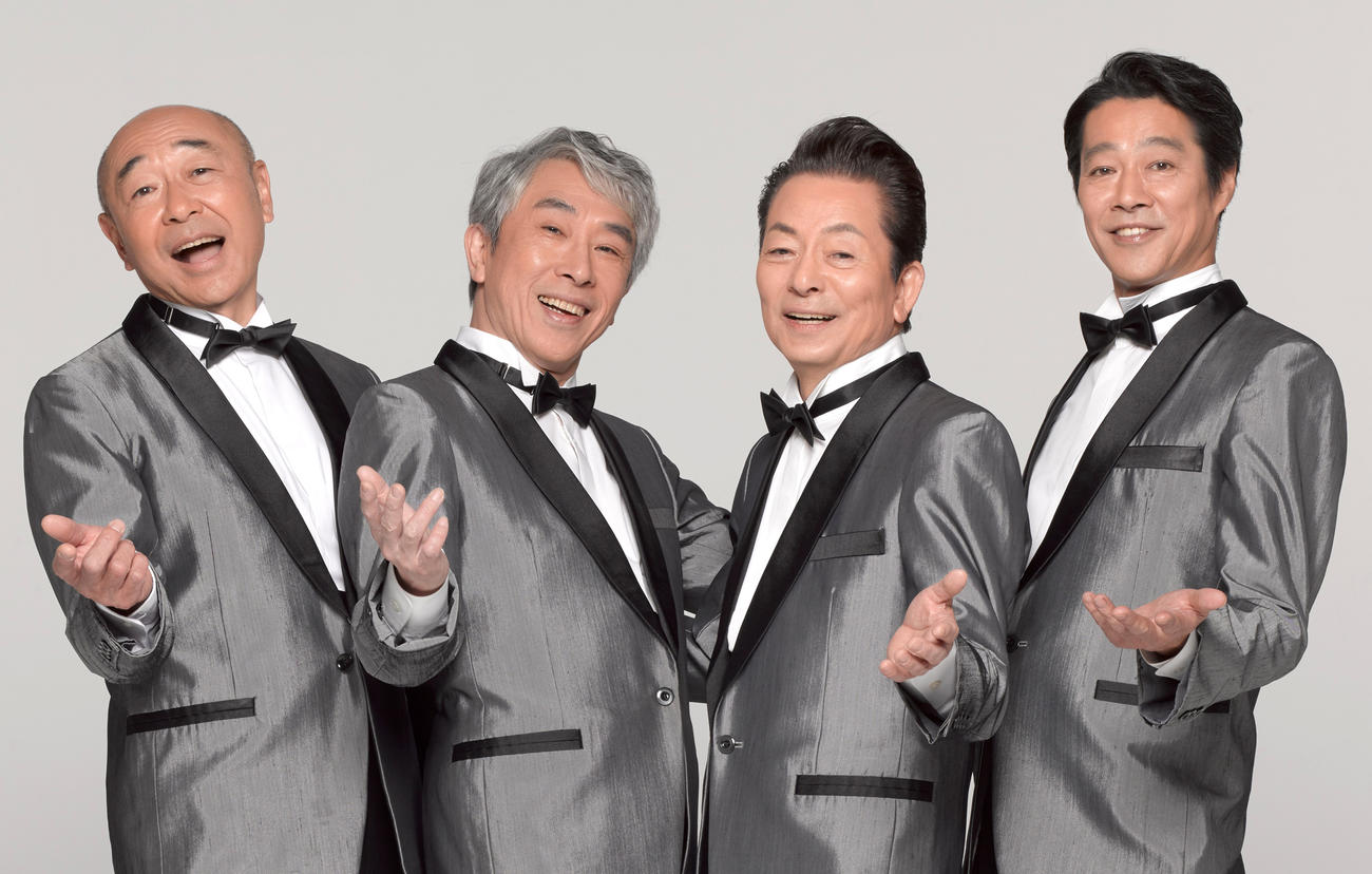 舞台「帰ってきたマイ・ブラザー」に出演する、左から高橋克実、段田安則、水谷豊、堤真一