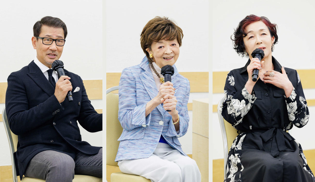 リーディングドラマ「終わった人」の取材会に出席した、左から中井貴一、内館牧子氏、キムラ緑子