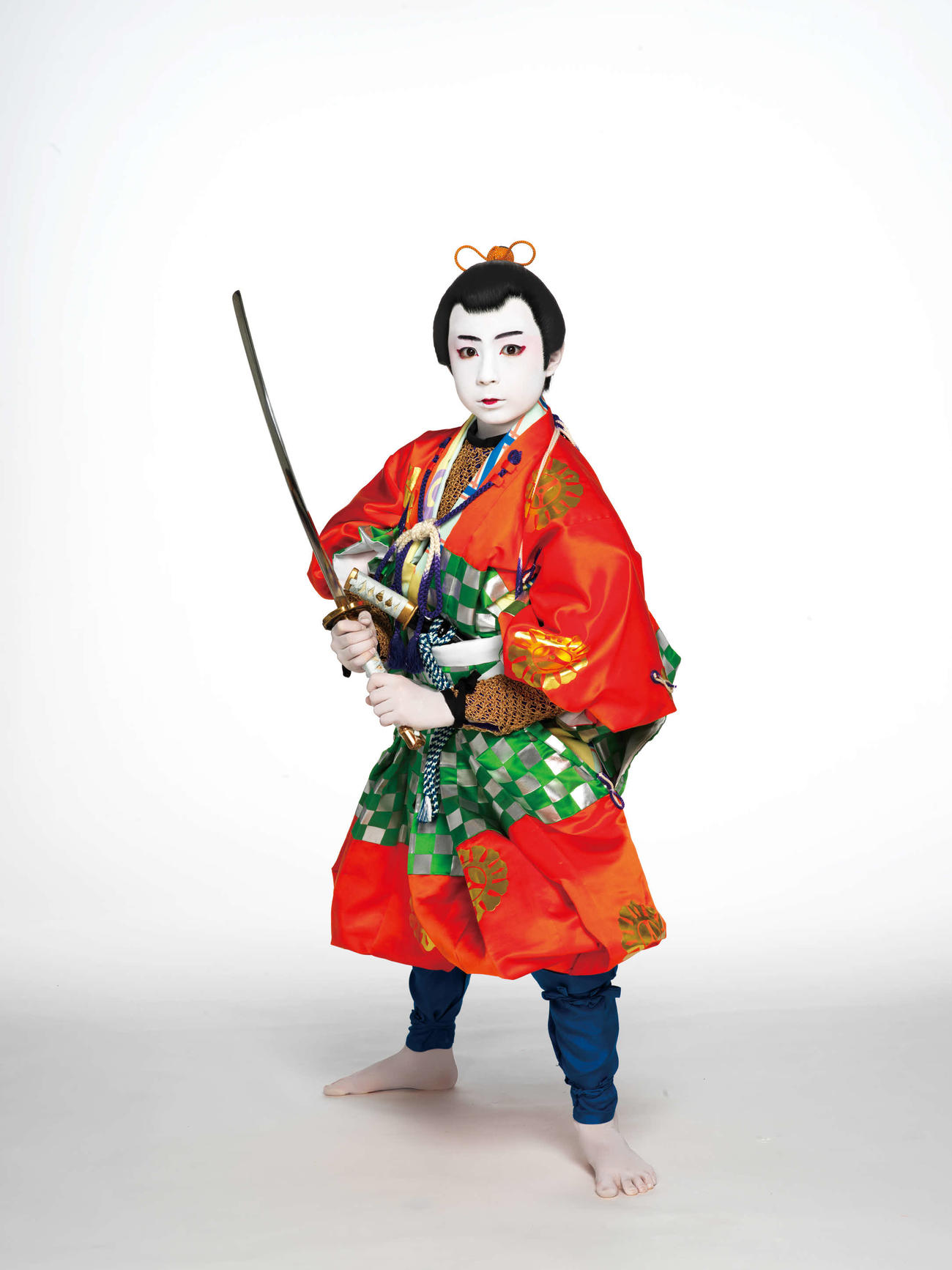 「音菊眞秀若武者」で岩見重太郎を演じる初代尾上眞秀（土井浩一郎氏撮影）