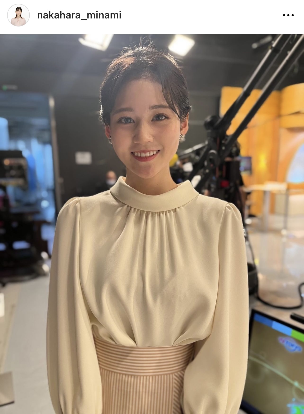 冠新コーナーに意気込みを見せる中原みなみアナ（中原みなみアナウンサーのインスタグラムから）