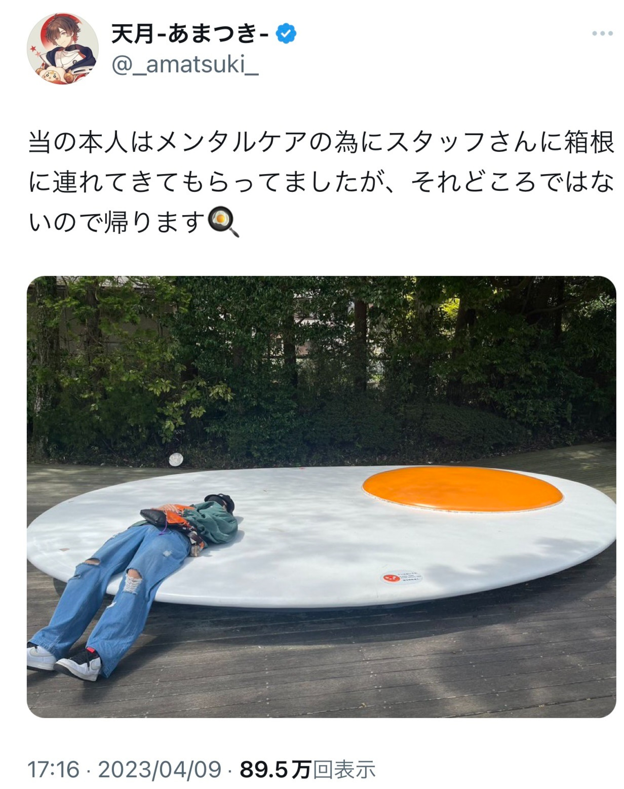サブアカウントが乗っ取り被害にあい、愚痴をこぼす天月（天月のTwitterから）