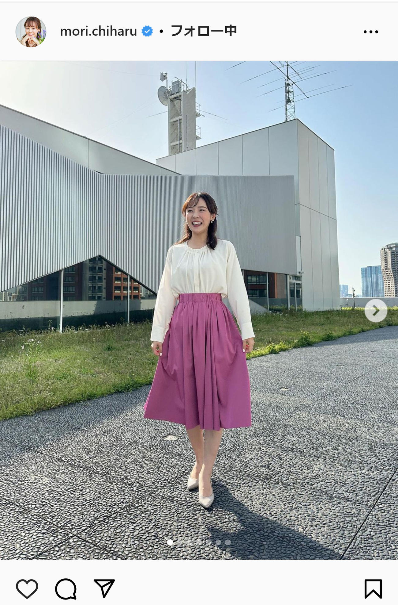 森千晴アナのインスタグラムから