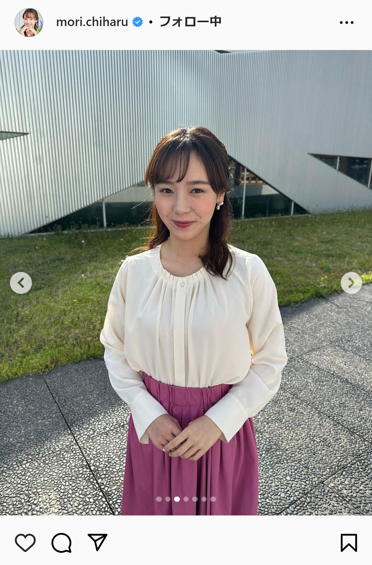 森千晴アナのインスタグラムから