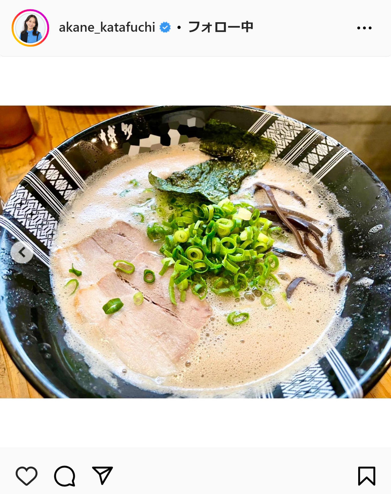 片渕茜アナのインスタグラムから