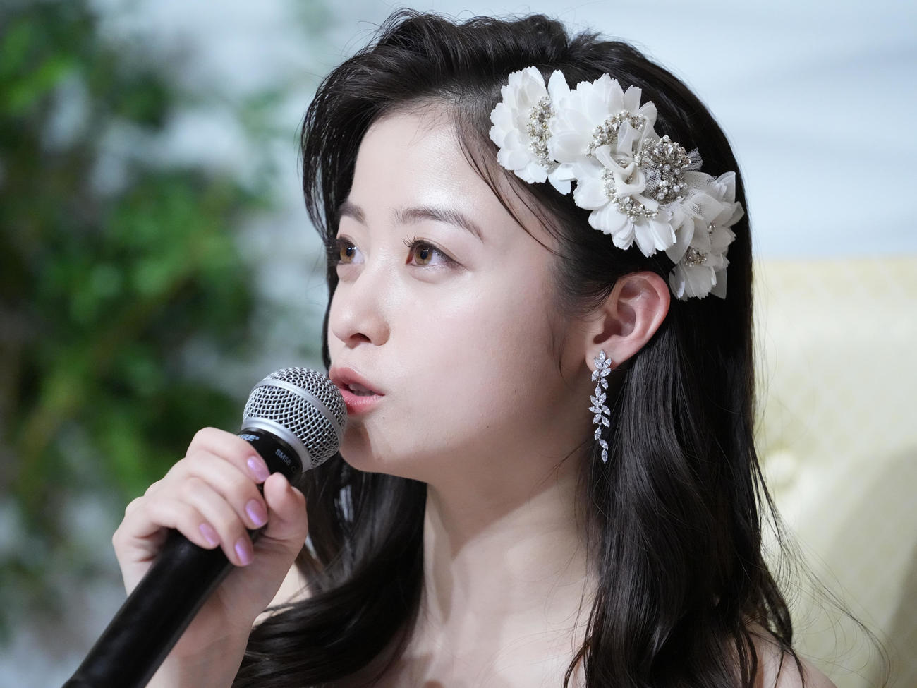 TBS系ドラマ「王様に捧ぐ薬指」完成披露試写会・制作発表の生配信結婚会見を終え感想を述べる橋本環奈（撮影・小沢裕）