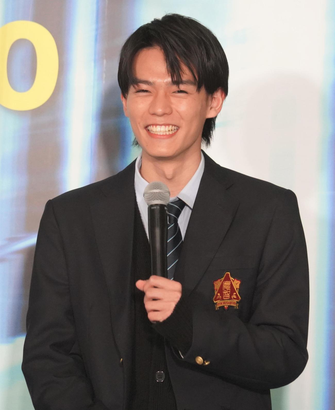 TBS系連続ドラマ「ペンディングトレイン－8時23分、明日　君と」の制作発表会見に出席した日向亘（撮影・佐藤成）