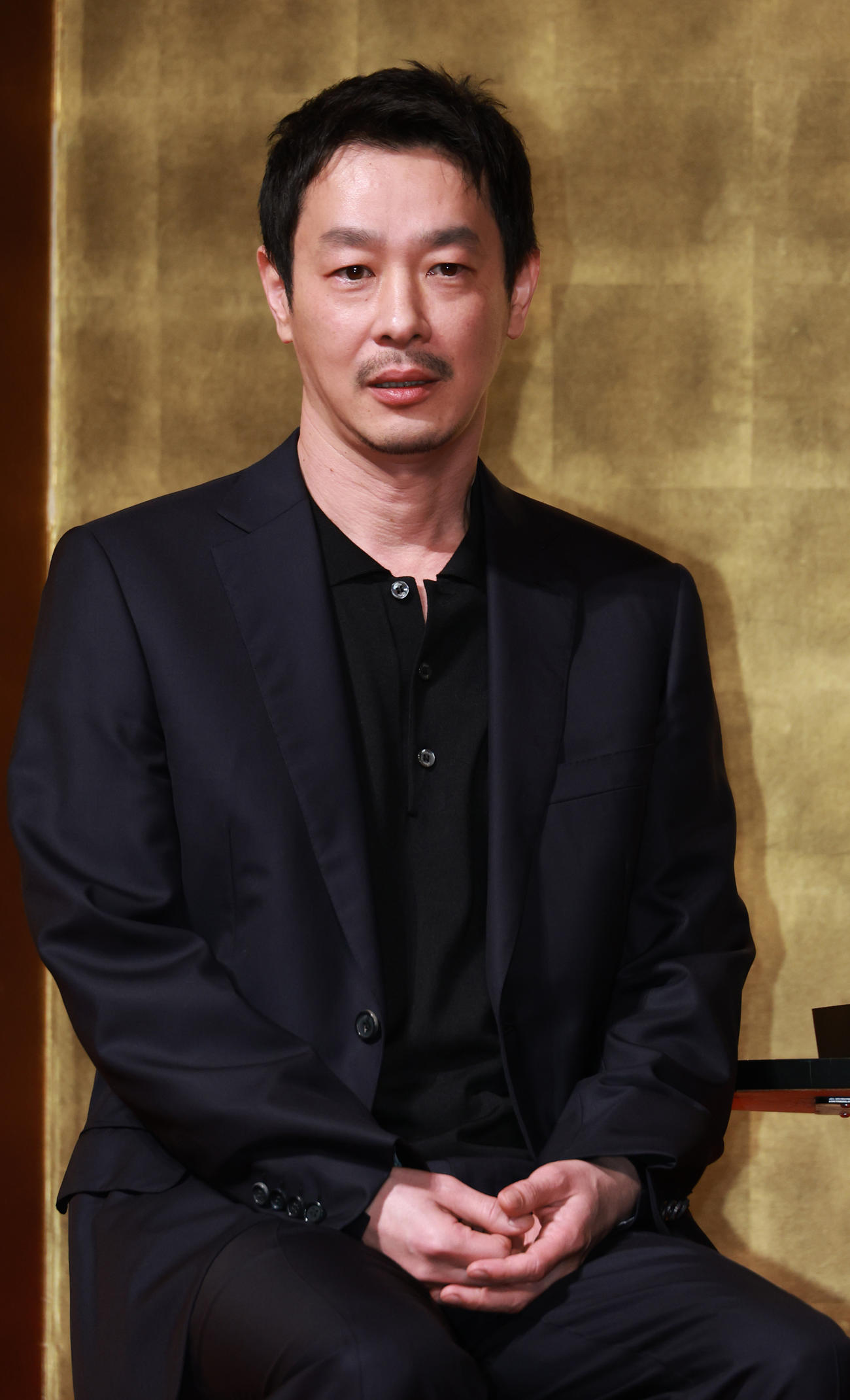 映画「首」完成報告会を行った加瀬亮（撮影・中島郁夫）