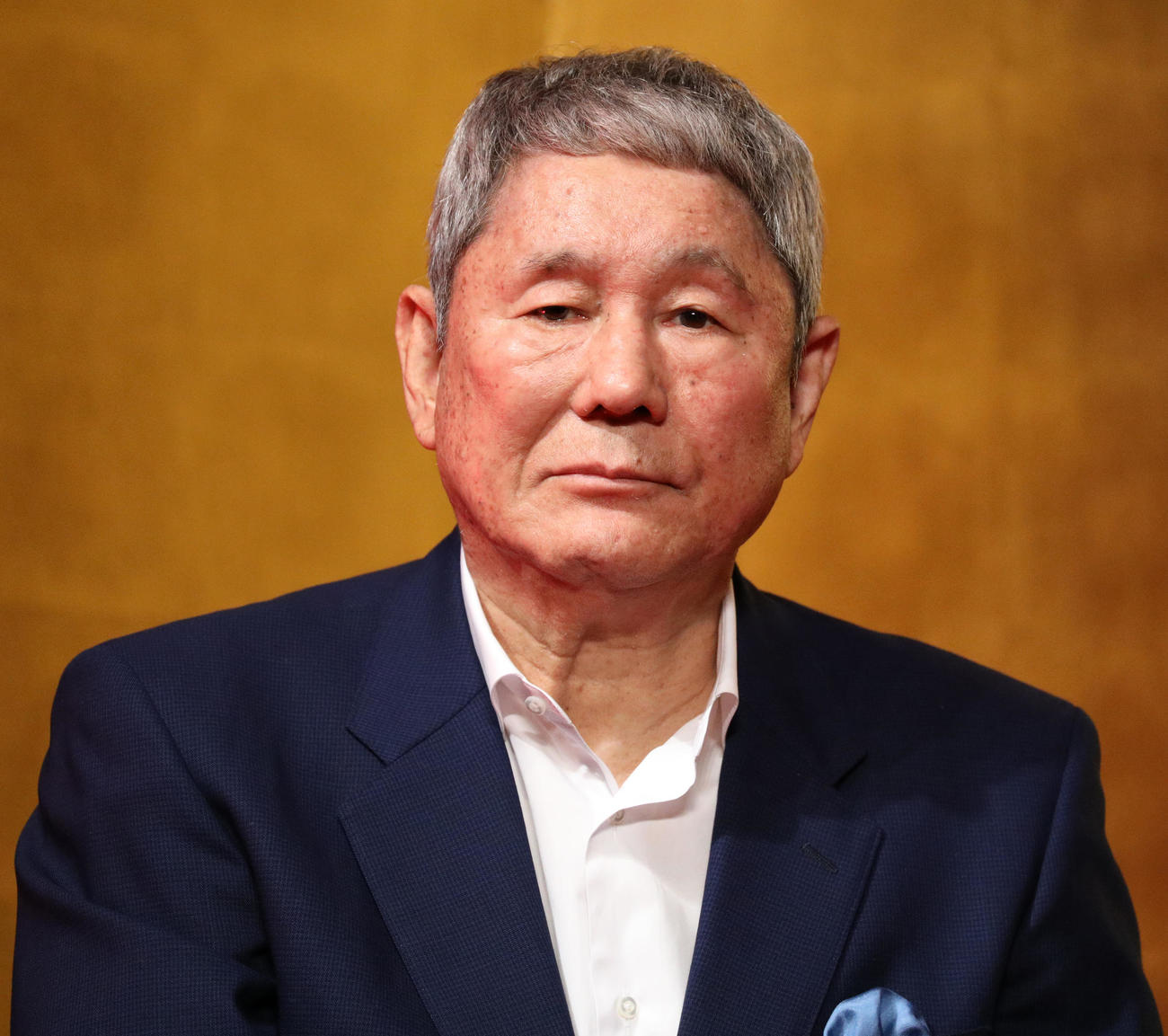 映画「首」完成報告会を行った北野武監督（撮影・中島郁夫）