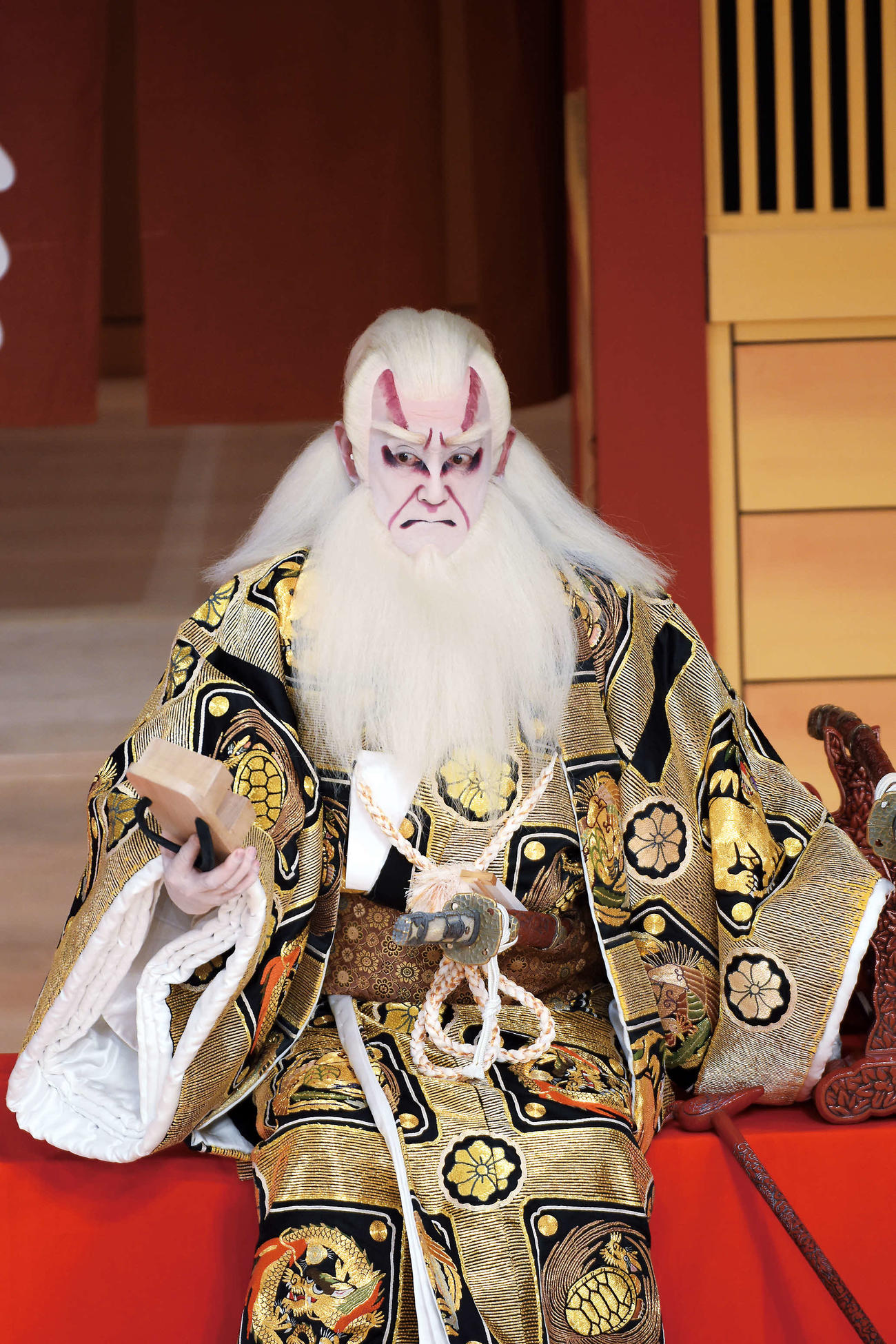 「助六由縁江戸桜」で意休を演じる市川左團次さん（17年3月歌舞伎座、松竹提供）