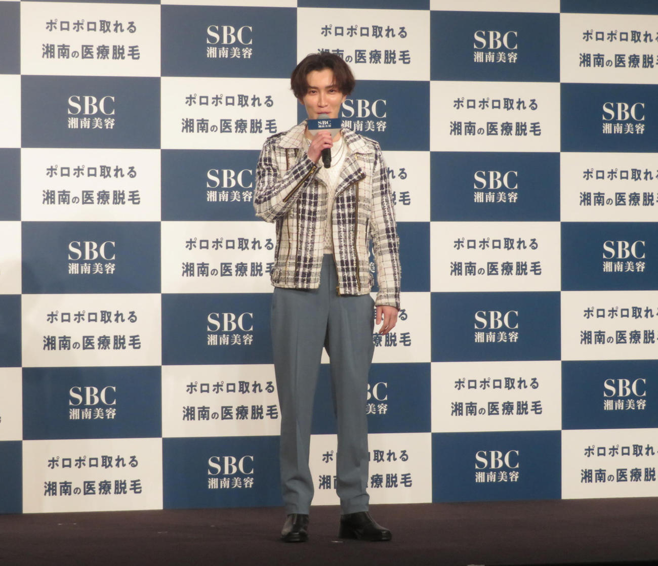 SBC湘南美容クリニック「男性美容医療」新CM発表会に出席したSnow Man渡辺翔太（撮影・横山慧）