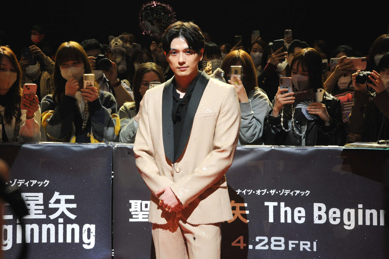 映画「聖闘士星矢　The Beginning」のジャパンプレミアに出席した新田真剣佑（撮影・松尾幸之介）