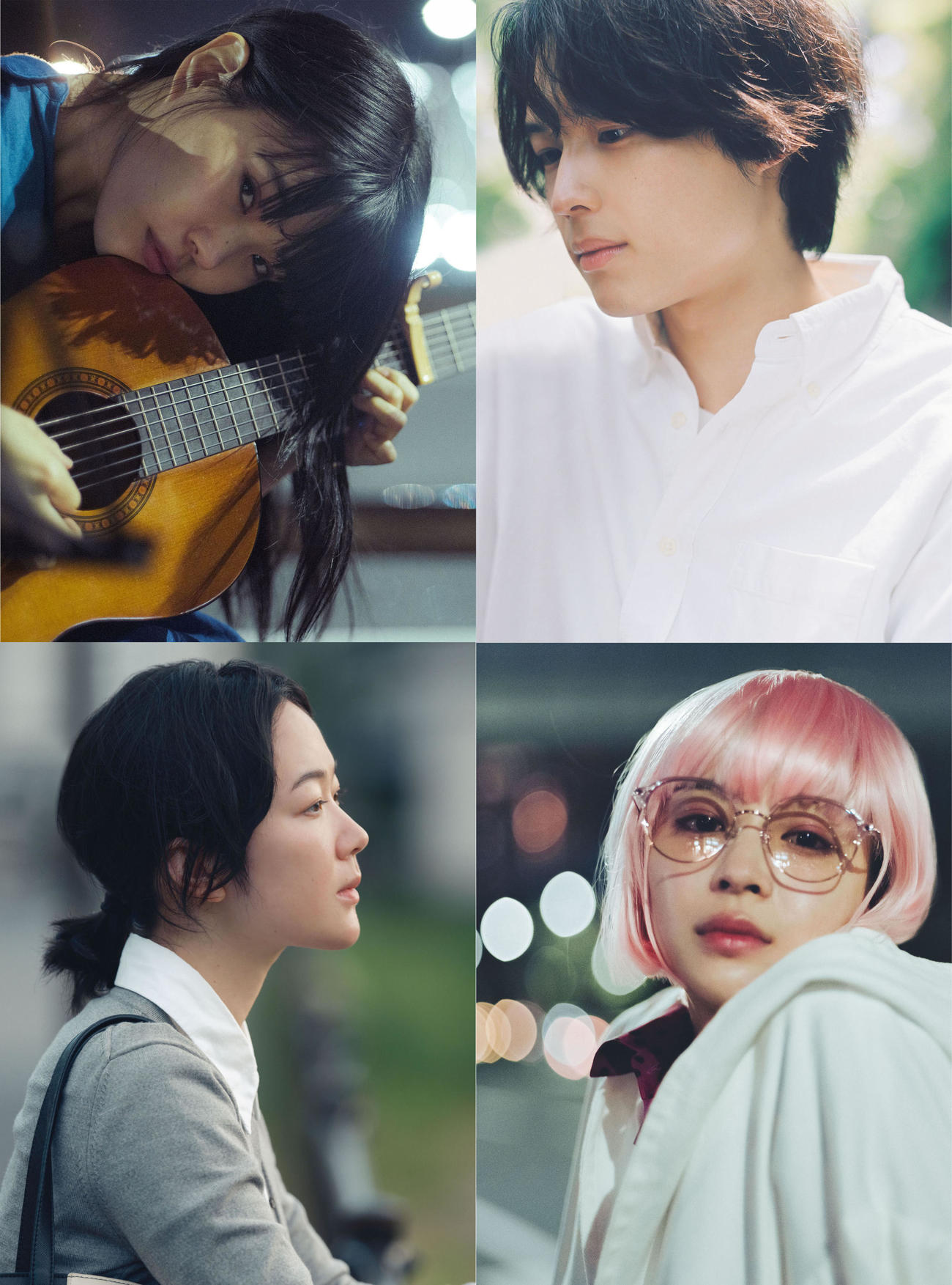 映画「キリエのうた」に出演する、上段左からBiSHのアイナ・ジ・エンド、SixTONESの松村北斗、下段左から黒木華、広瀬すず(C)2023 Kyrie Film Band