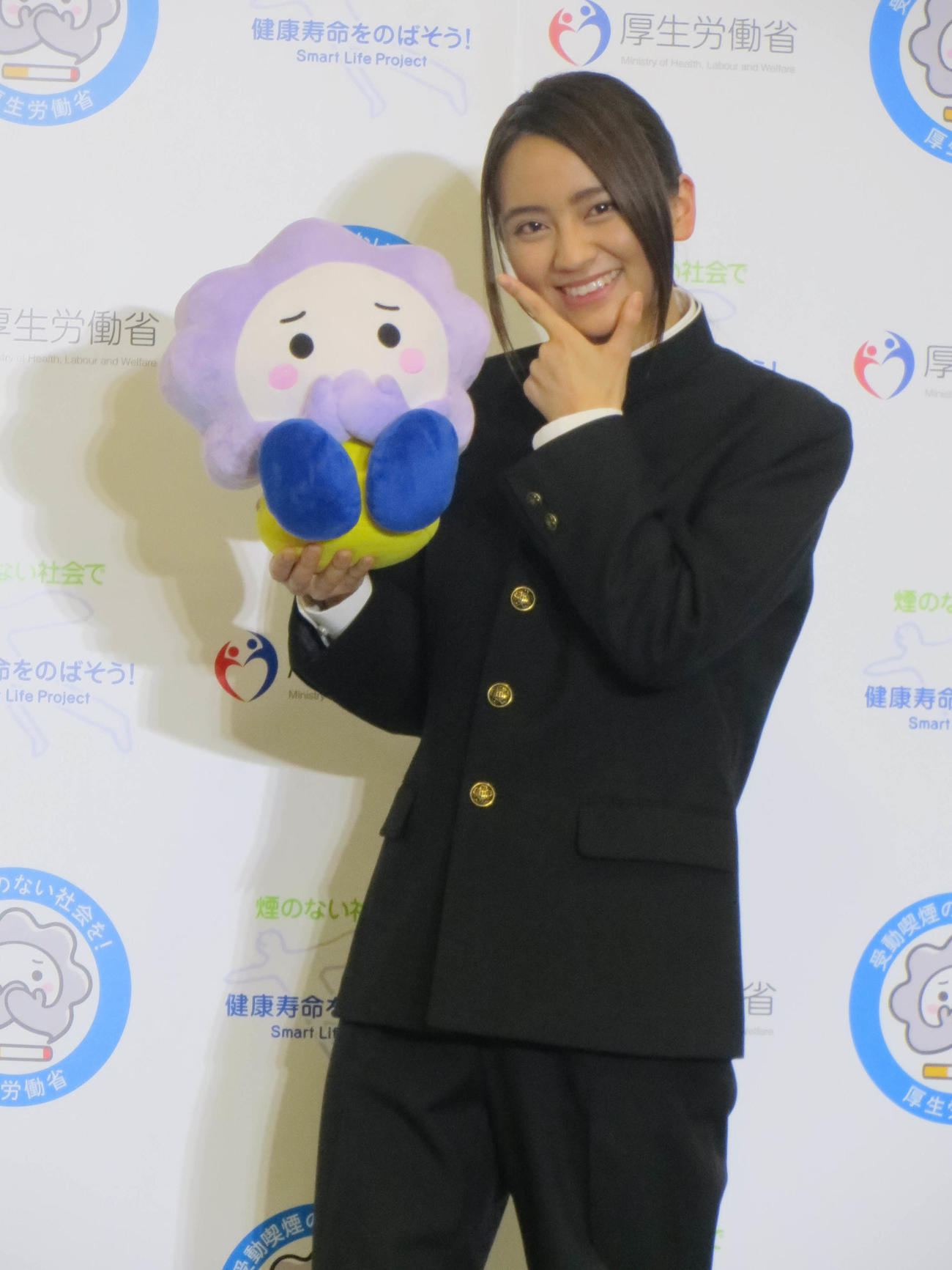イベントで学ラン姿を披露した岡田結実（2018年5月撮影）