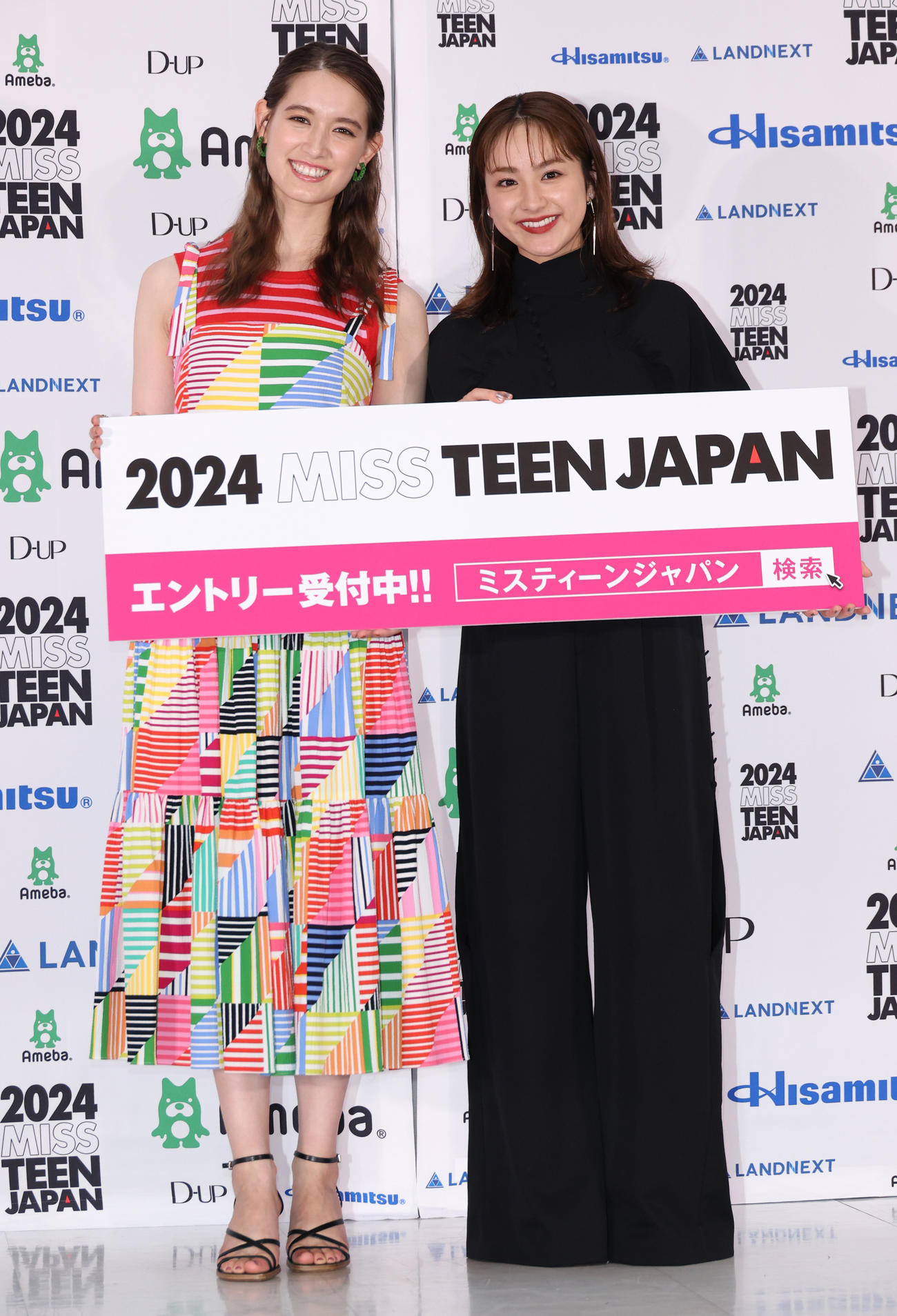 「2024ミス・ティーン・ジャパン」開催発表会見を行ったトラウデン直美（左）と平祐奈（撮影・中島郁夫）