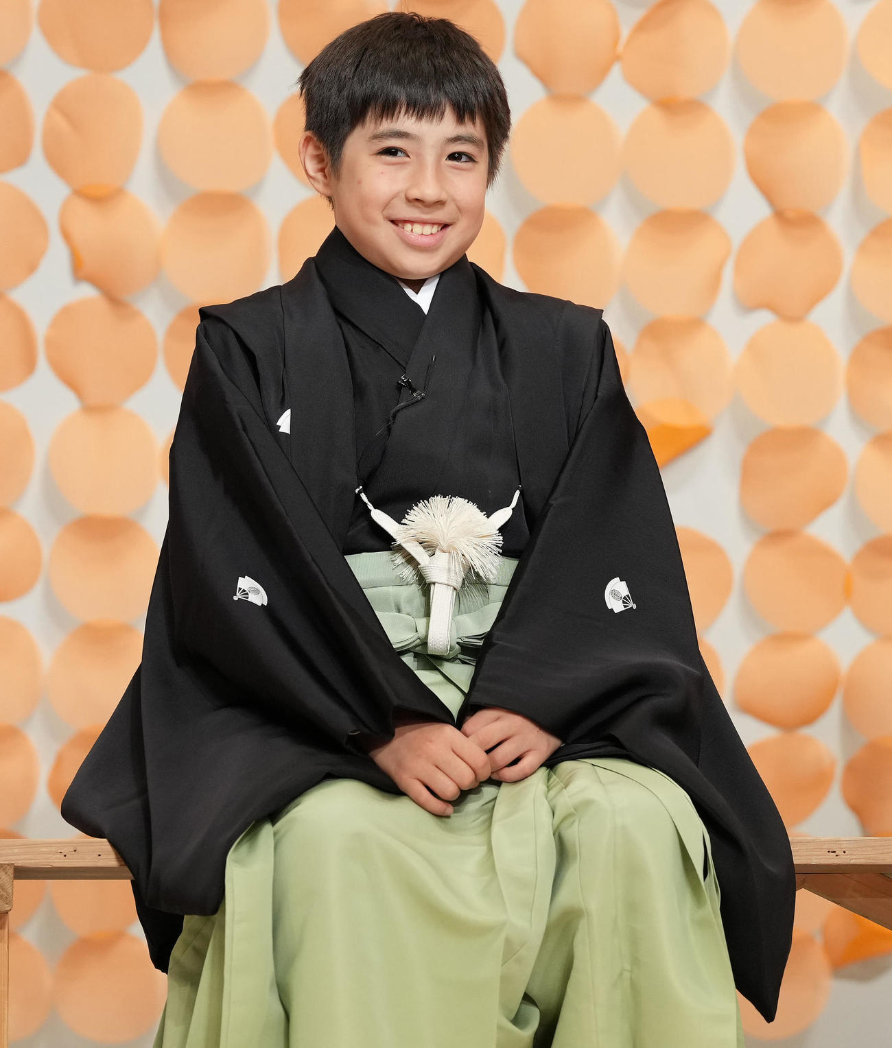 初代尾上眞秀初舞台「音菊眞秀若武者」祝幕お披露目会見で笑顔の尾上眞秀（撮影・鈴木みどり）