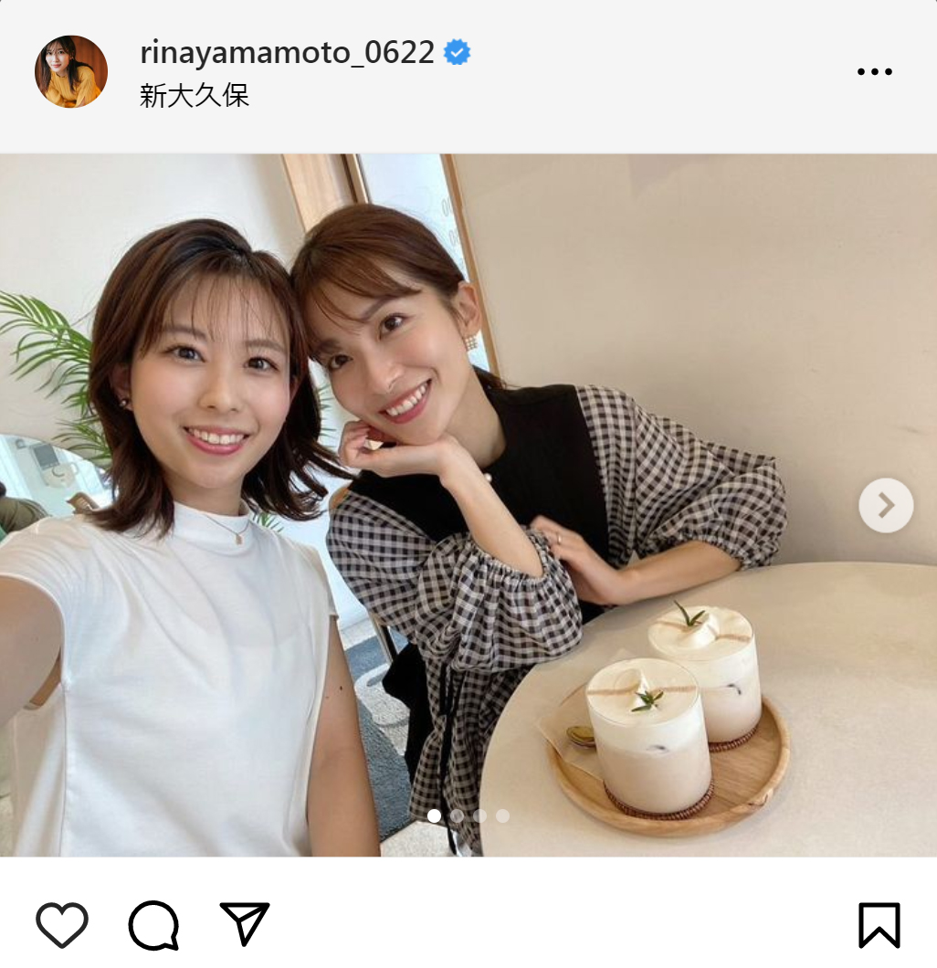 山本里菜アナのインスタグラムから