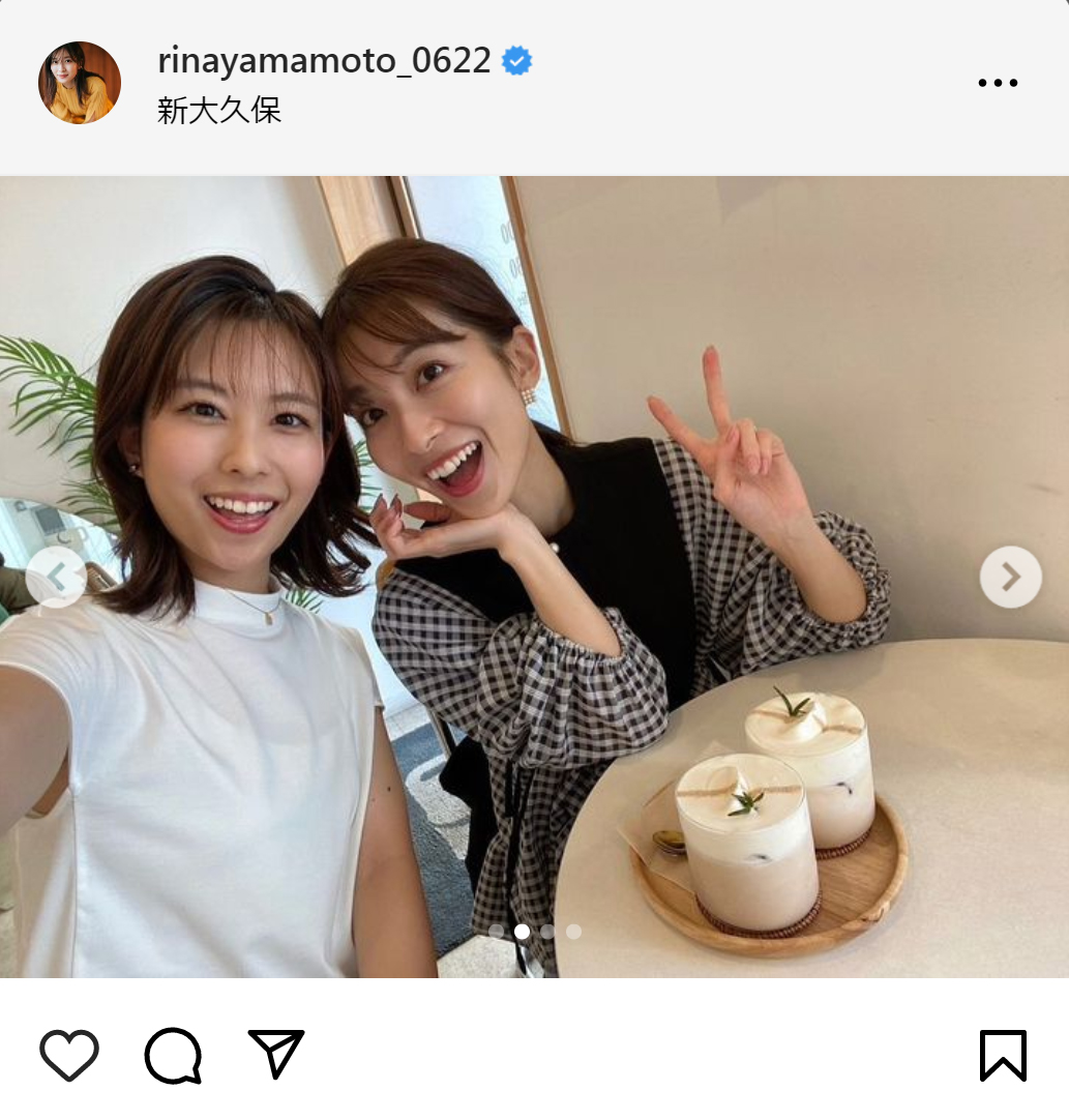 山本里菜アナのインスタグラムから