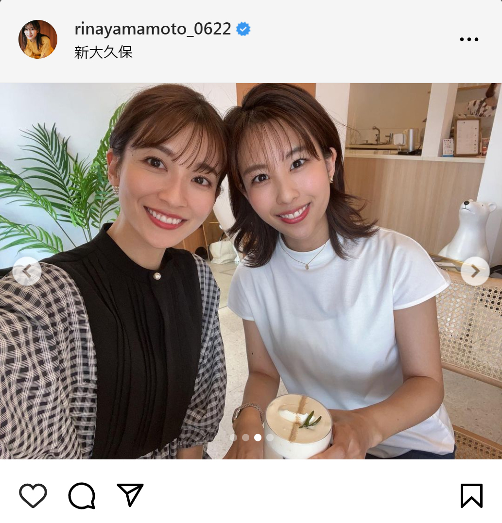 山本里菜アナのインスタグラムから