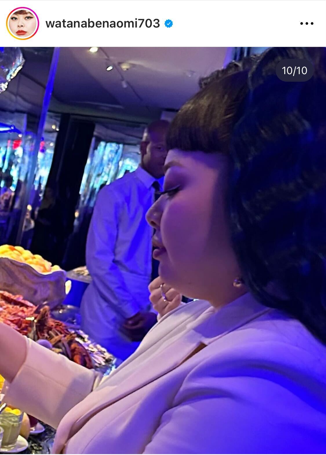 米ニューヨークのティファニー本店リニューアルオープンイベントに招待された渡辺直美（渡辺直美のインスタグラムから）
