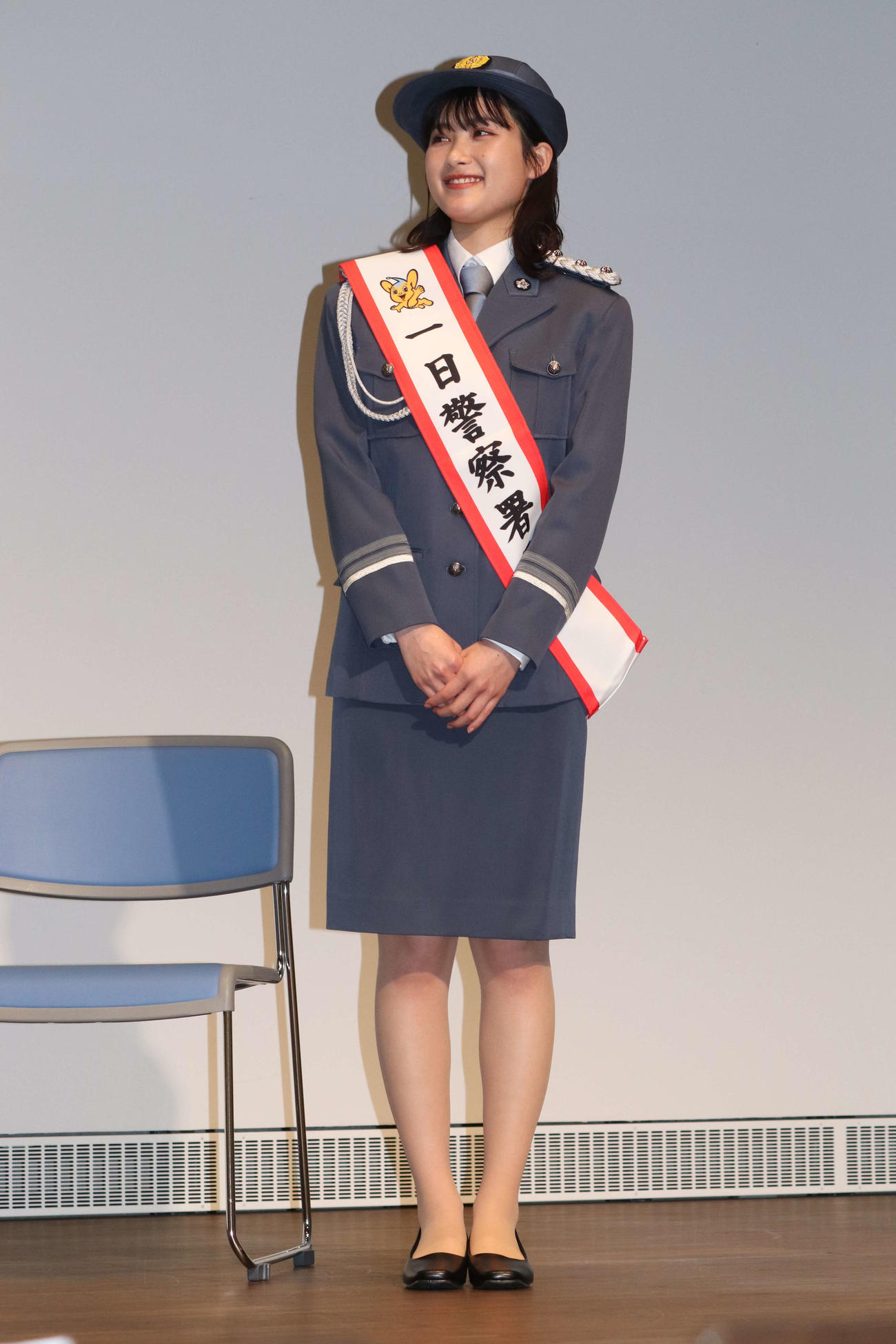 玉川警察署一日警察署長イベントに登壇した井頭愛海（撮影・加藤理沙）