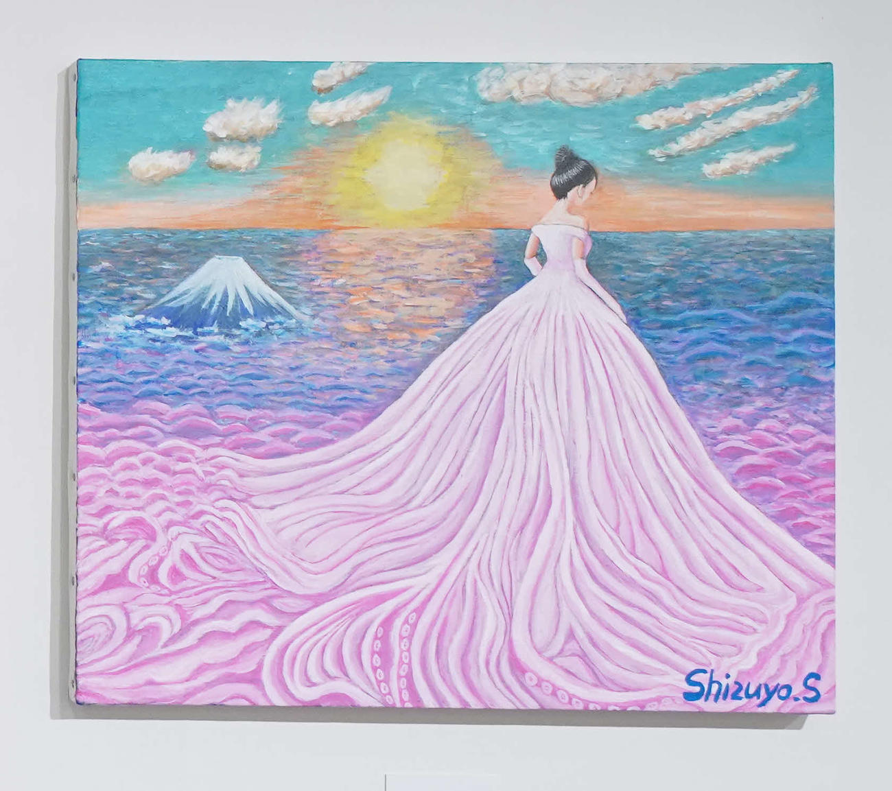 南海キャンディーズのしずちゃんこと山崎静代が初単独個展「しずちゃんの、創造と破壊展」で披露している作品「イカの嫁入り」