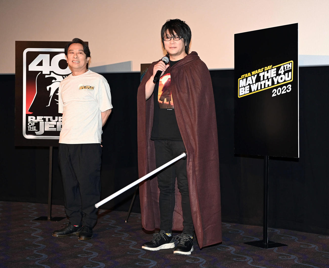 映画「スター・ウォーズ／ジェダイの帰還」公開40周年記念・特別イベントに登壇した森川智之（右）と金田明夫（撮影・たえ見朱実）