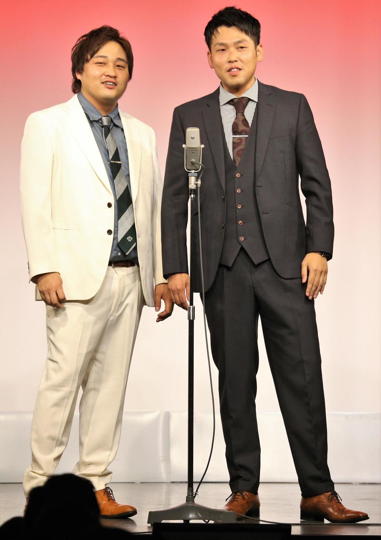 東京初単独ライブ「マドンナ！」を行うダブルヒガシの大東翔生（左）と東良介