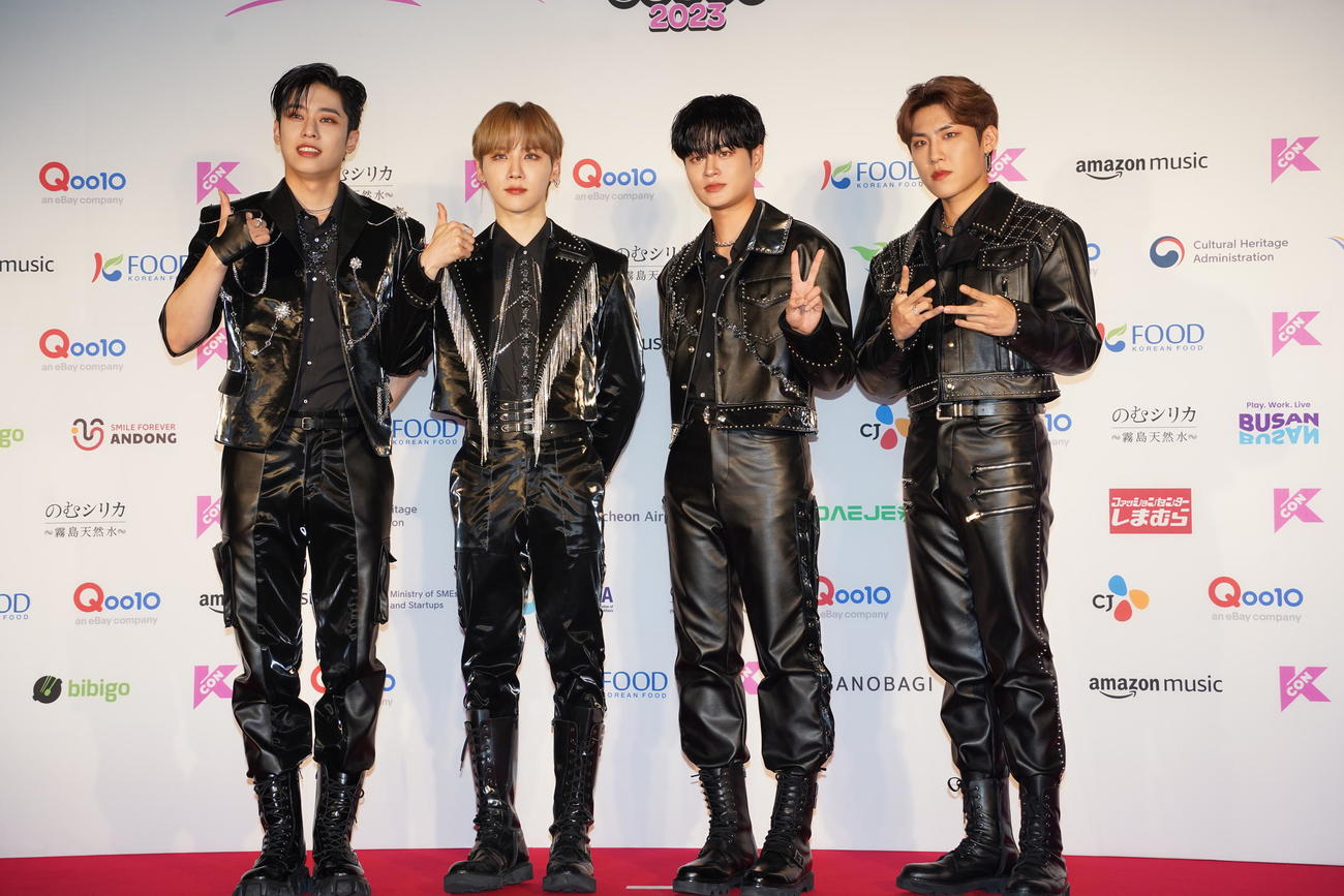 「KCON JAPAN 2023」のフォトセッションに出席した、AB6IX（撮影・佐藤勝亮）
