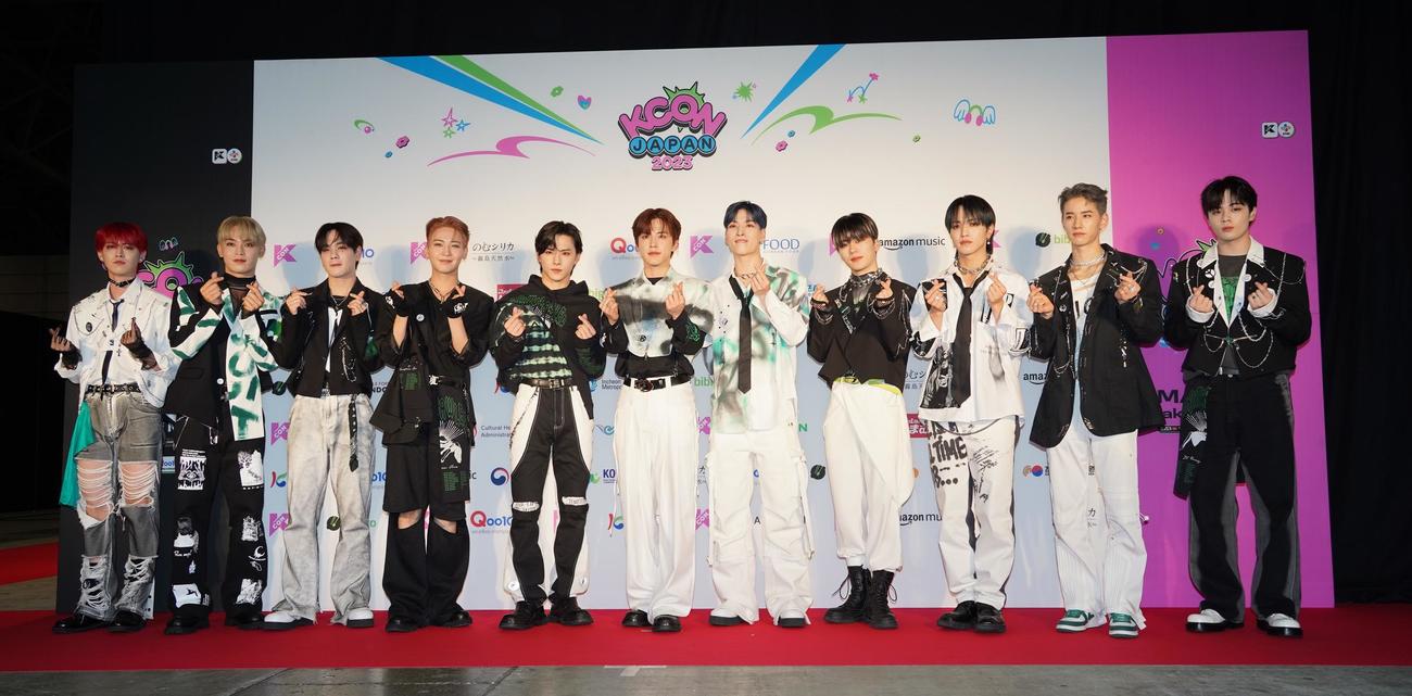 「KCON JAPAN 2023」のフォトセッションに出席した、JO1（撮影・佐藤勝亮）