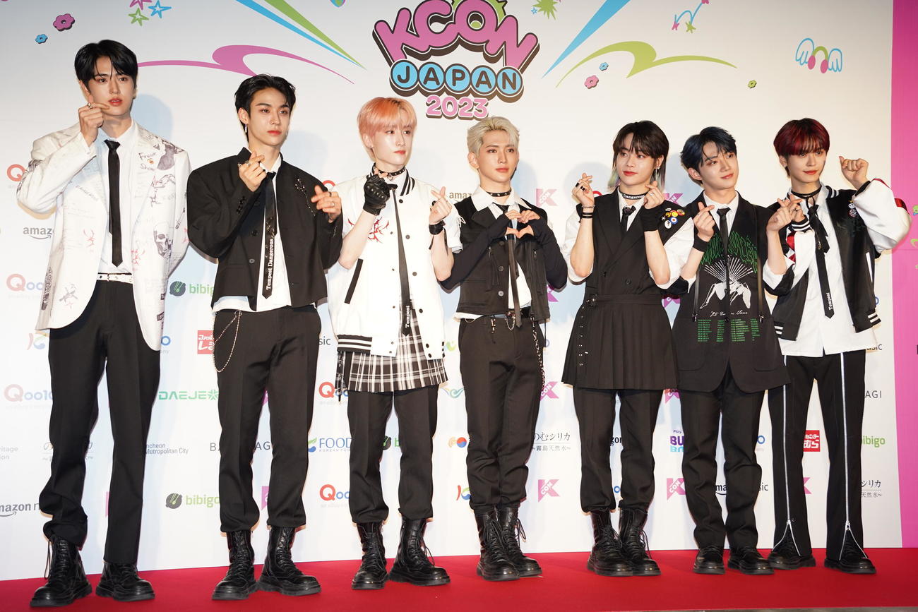 「KCON JAPAN 2023」のフォトセッションに出席した、TEMPEST（撮影・佐藤勝亮）