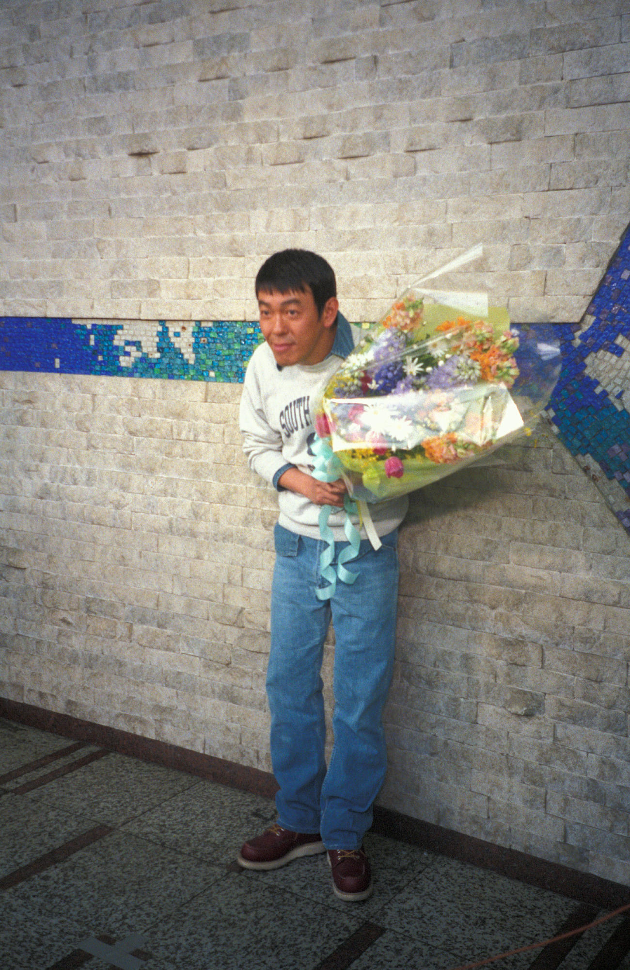 妻・香坂みゆきの男児出産から一夜明け、会見を行った清水圭（1997年３月撮影）