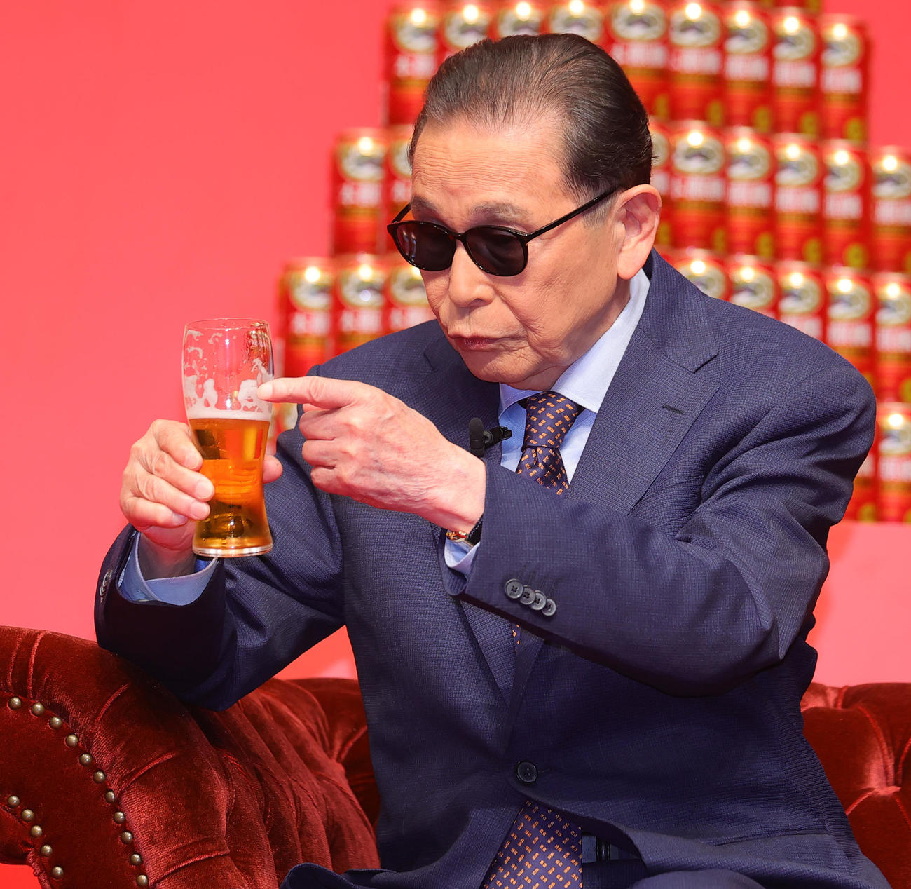 キリンビール「本麒麟」リニューアル発表会＆新CM発表会に参加したタモリ（撮影・野上伸悟）