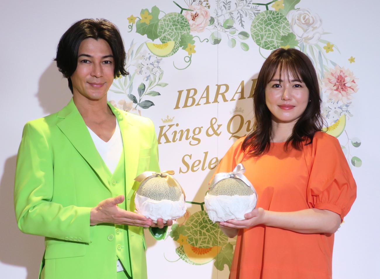 「IBARAKI melon king＆Queen Selection」イベントで。武田真治と磯山さやか
